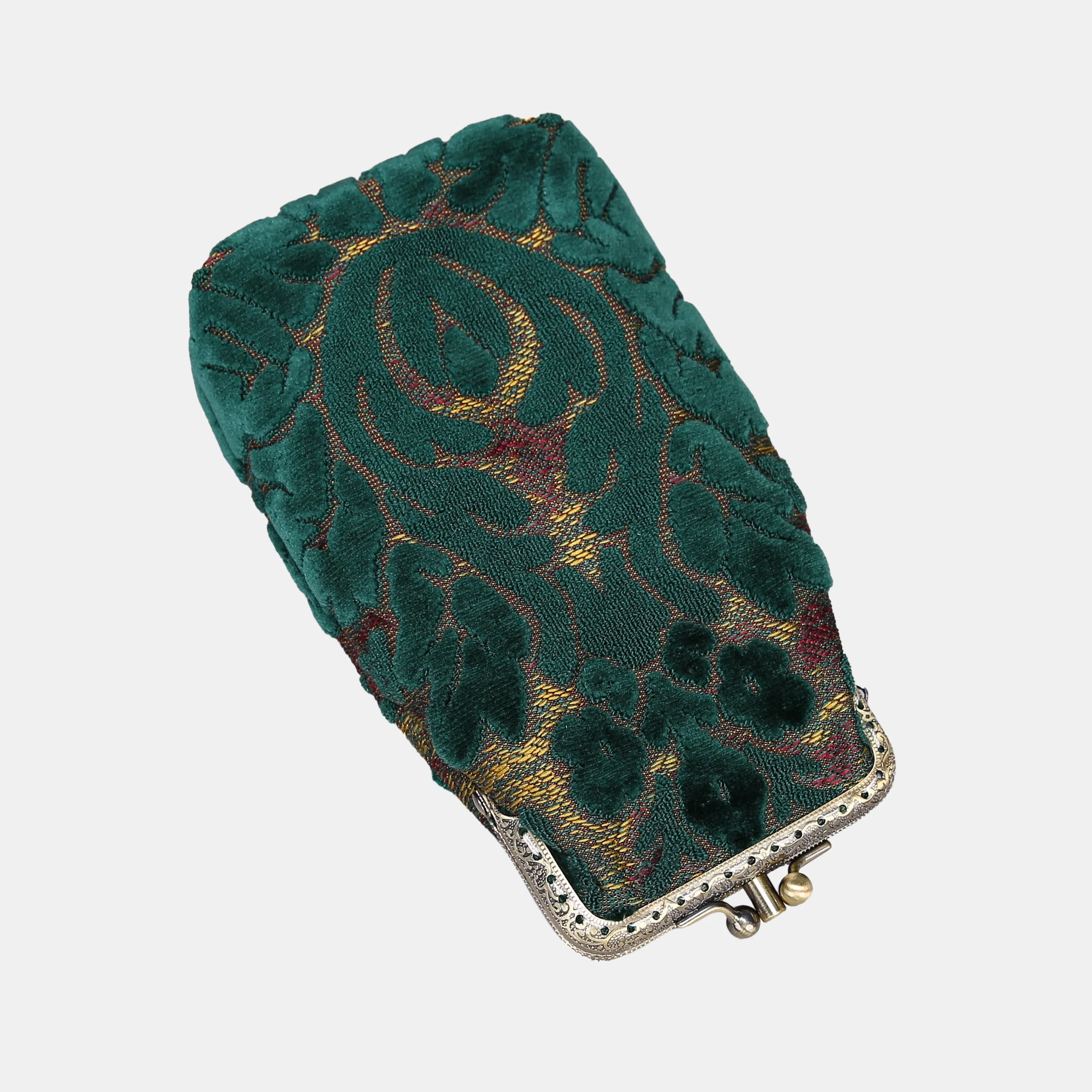 Burnout Velvet Jade Green Carpet Eyeglasses Case