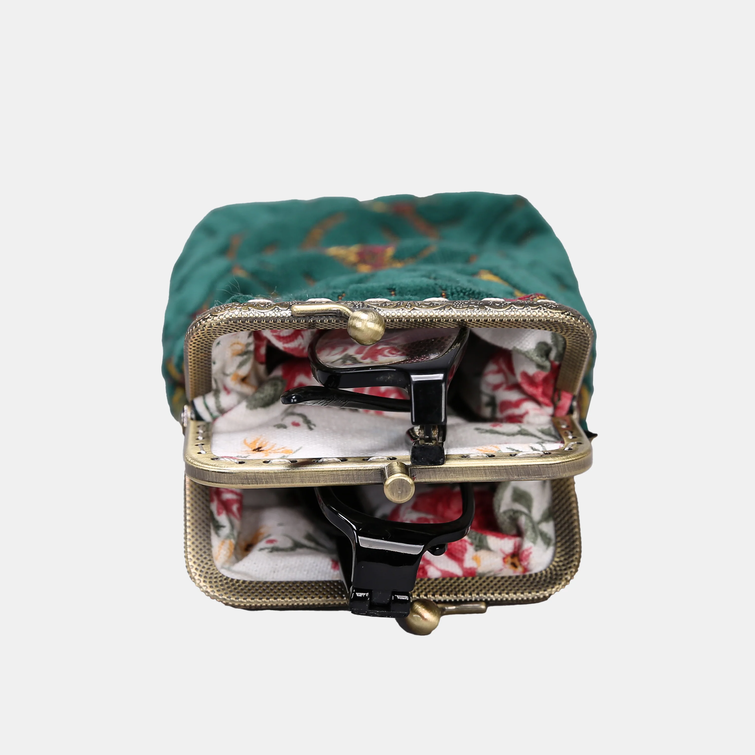 Burnout Velvet Jade Green Carpet Eyeglasses Case - Image 4
