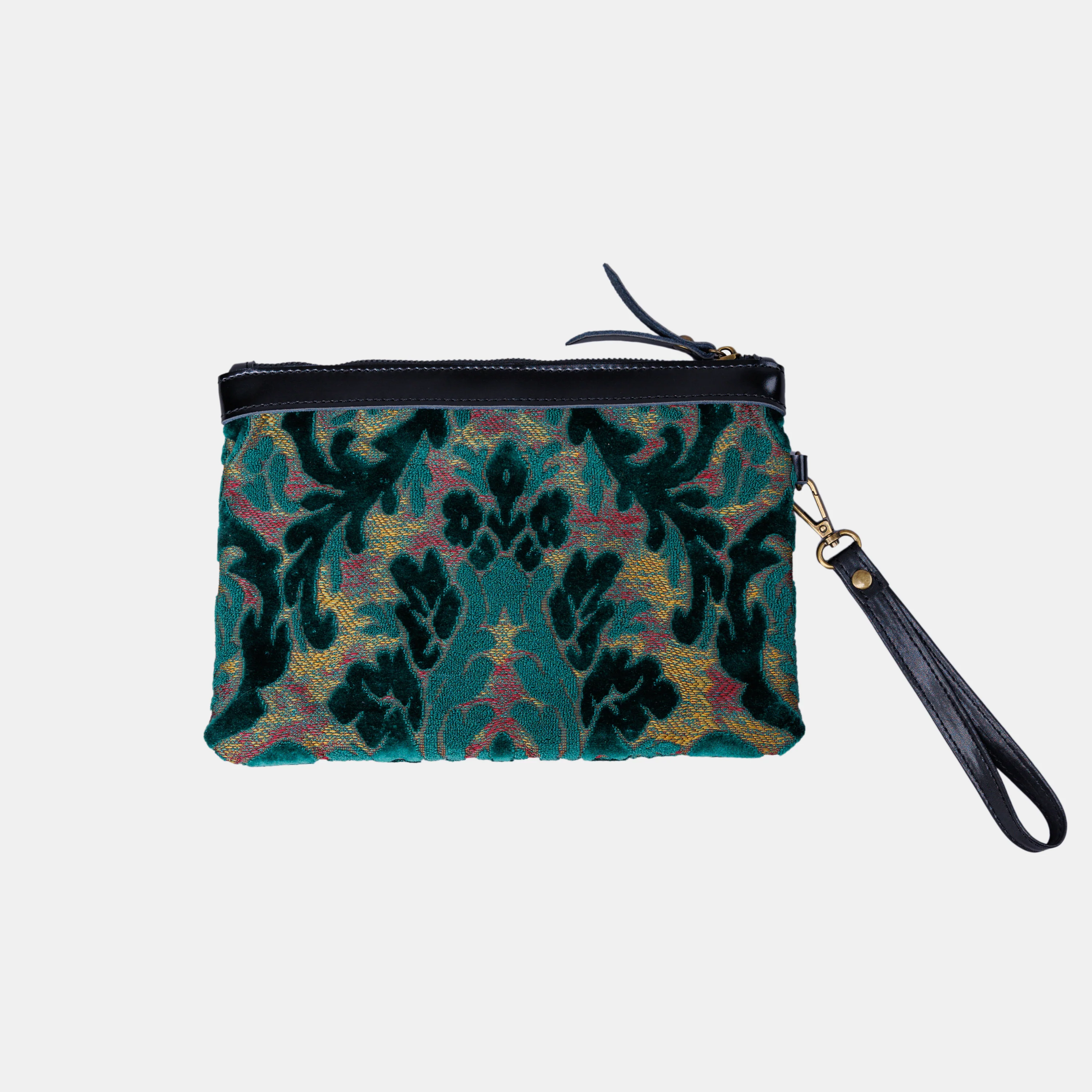 Burnout Velvet Jade Green Wristlet Clutch - Image 3