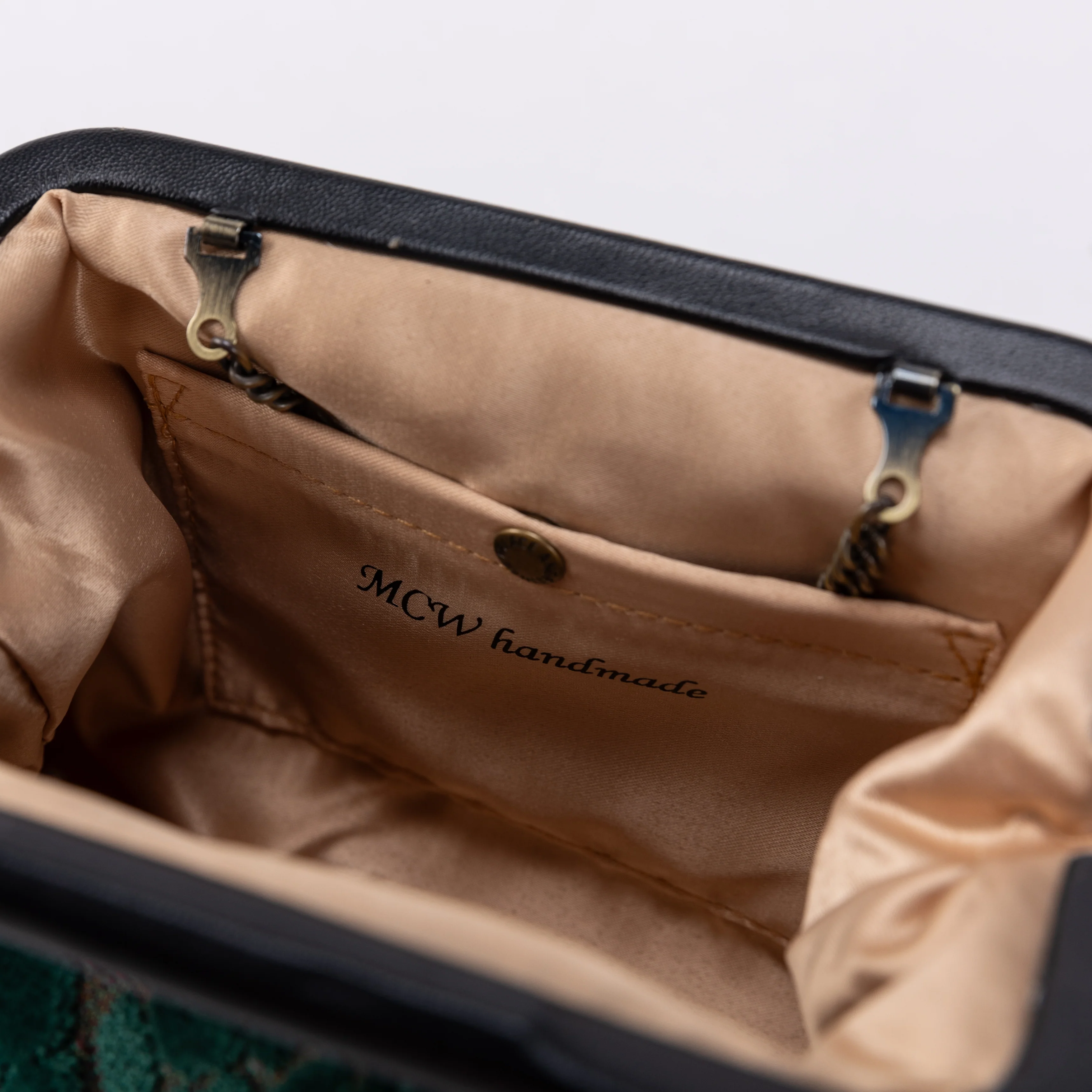 Burnout Velvet Jade Green Alma Clutch - Image 3