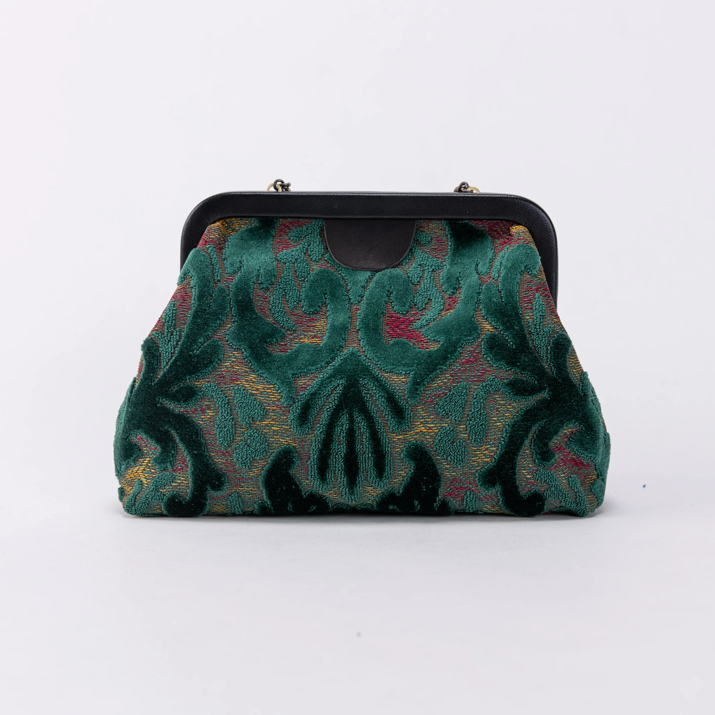 Burnout Velvet Jade Green Alma Clutch - Image 6
