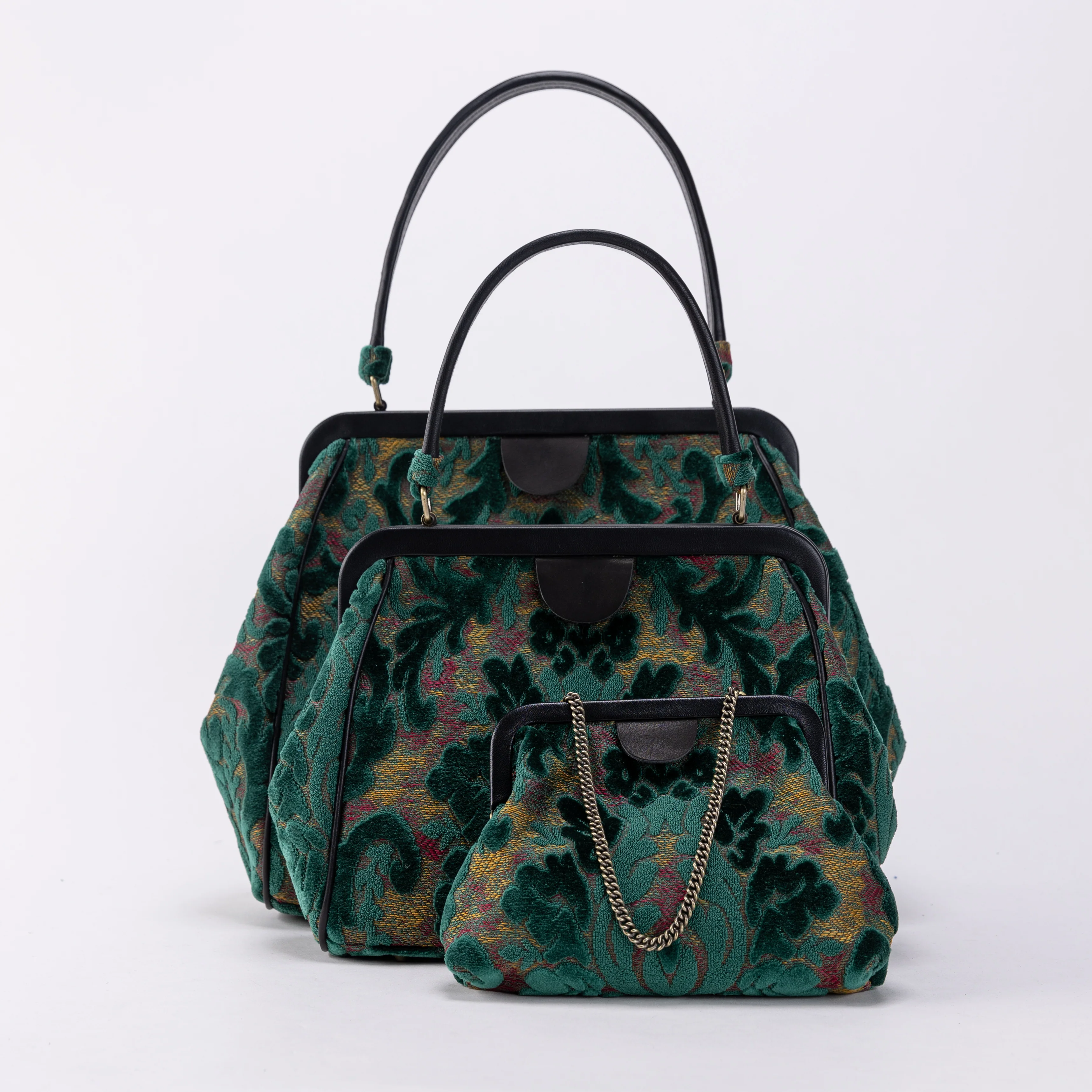Burnout Velvet Jade Green Alma Clutch - Image 9