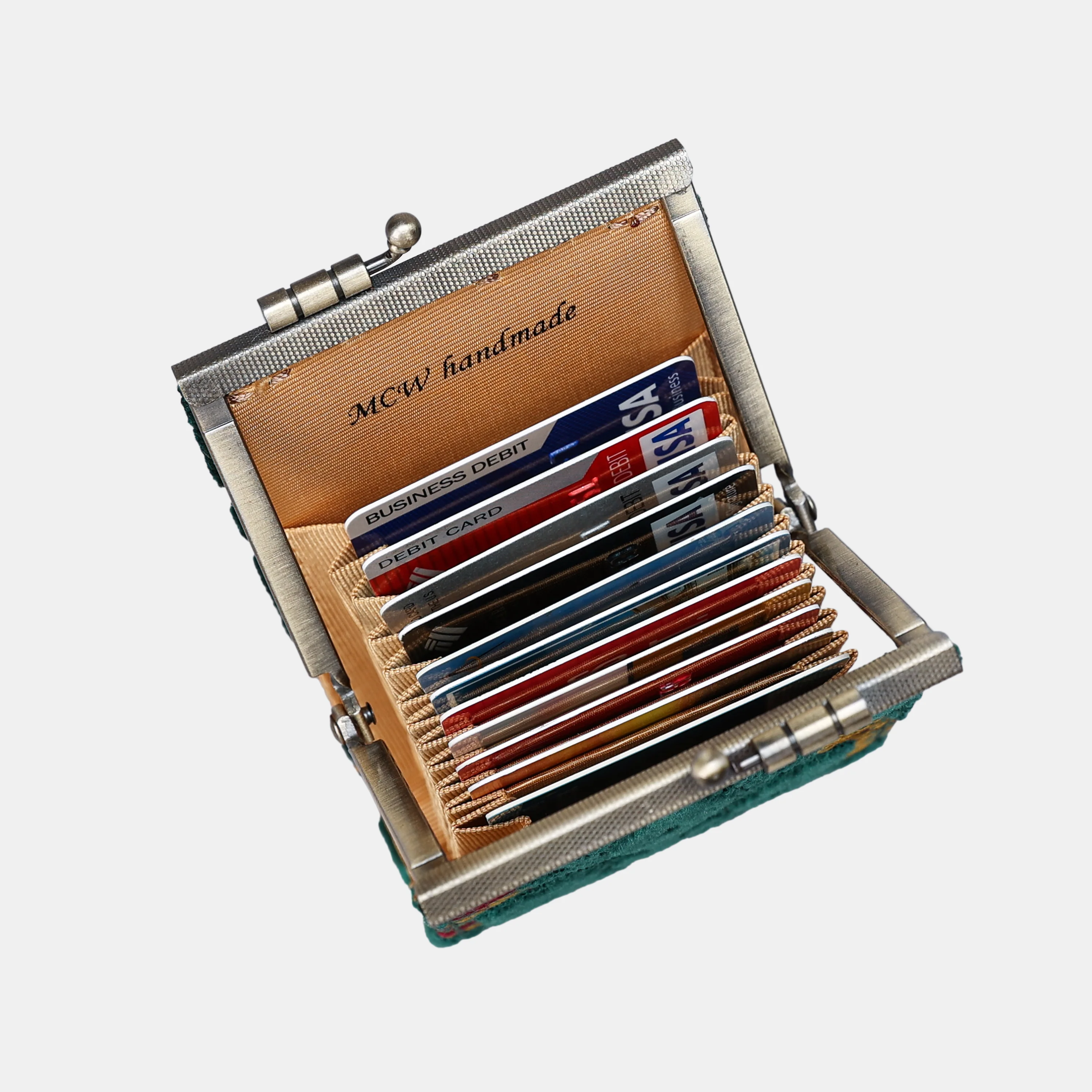 Burnout Velvet Jade Green Card Wallet - Image 5