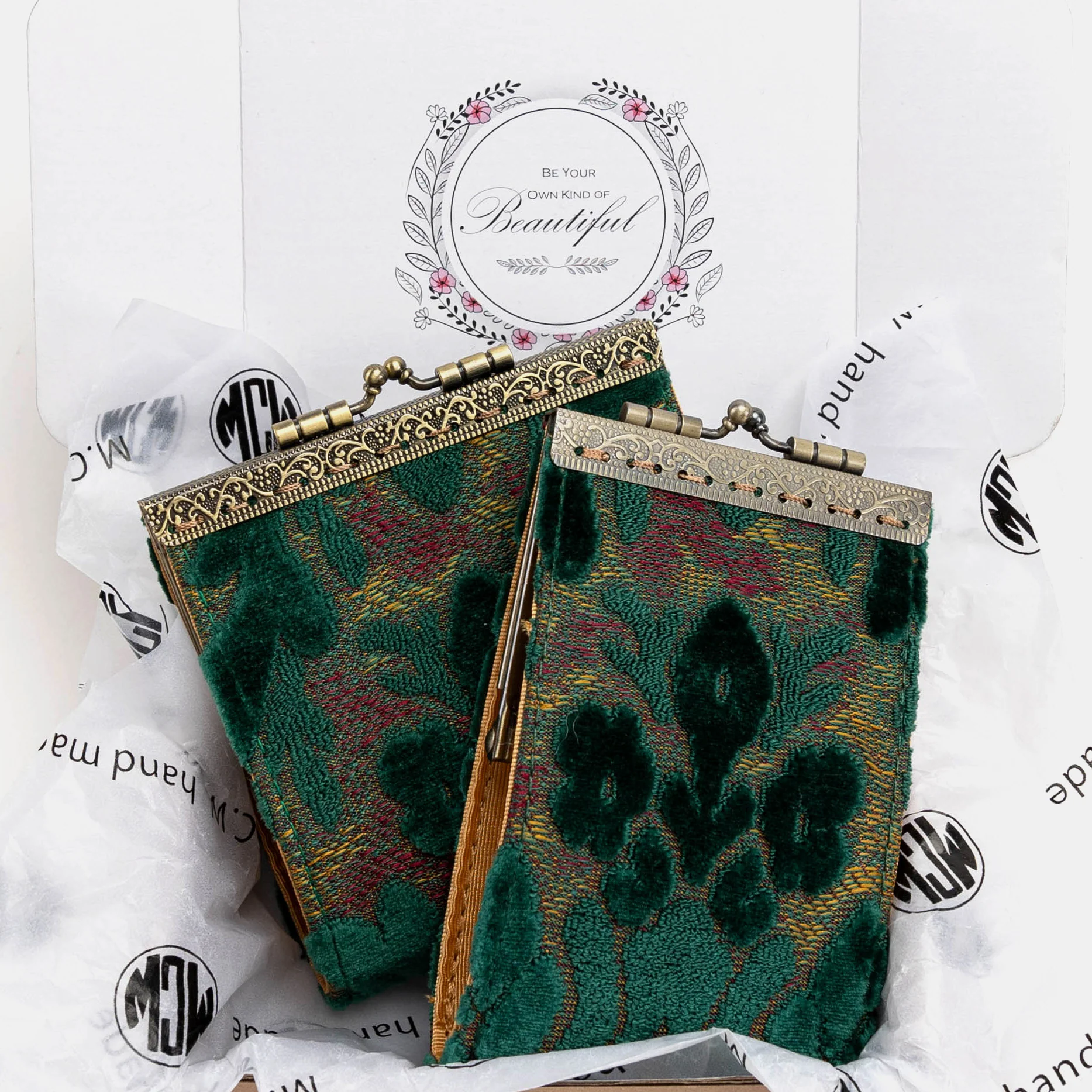 Burnout Velvet Jade Green Card Wallet - Image 7