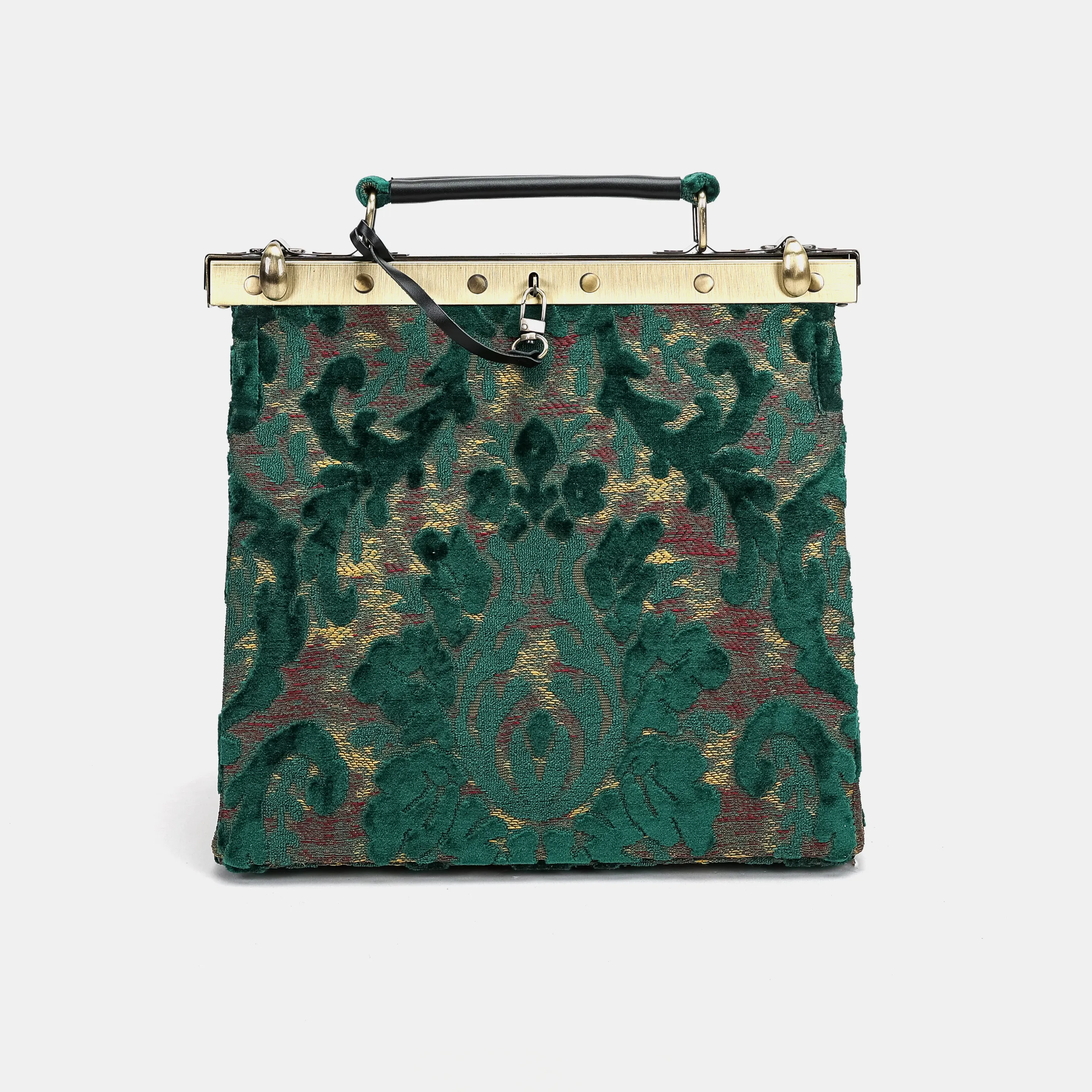 Burnout Velvet Jade Green Cecile Carpet Purse Gladstone Bag - Image 2