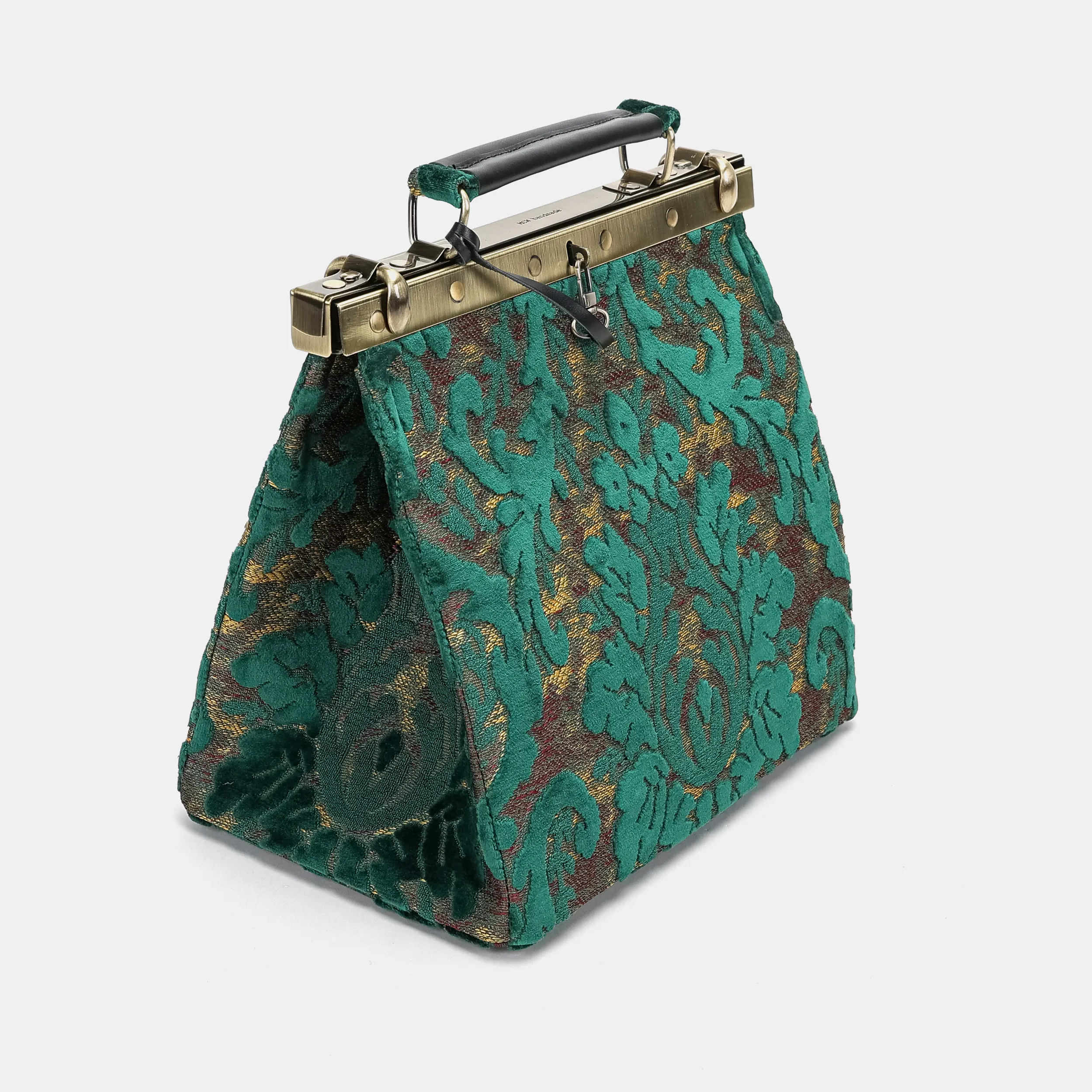 Burnout Velvet Jade Green Cecile Carpet Purse Gladstone Bag - Image 3