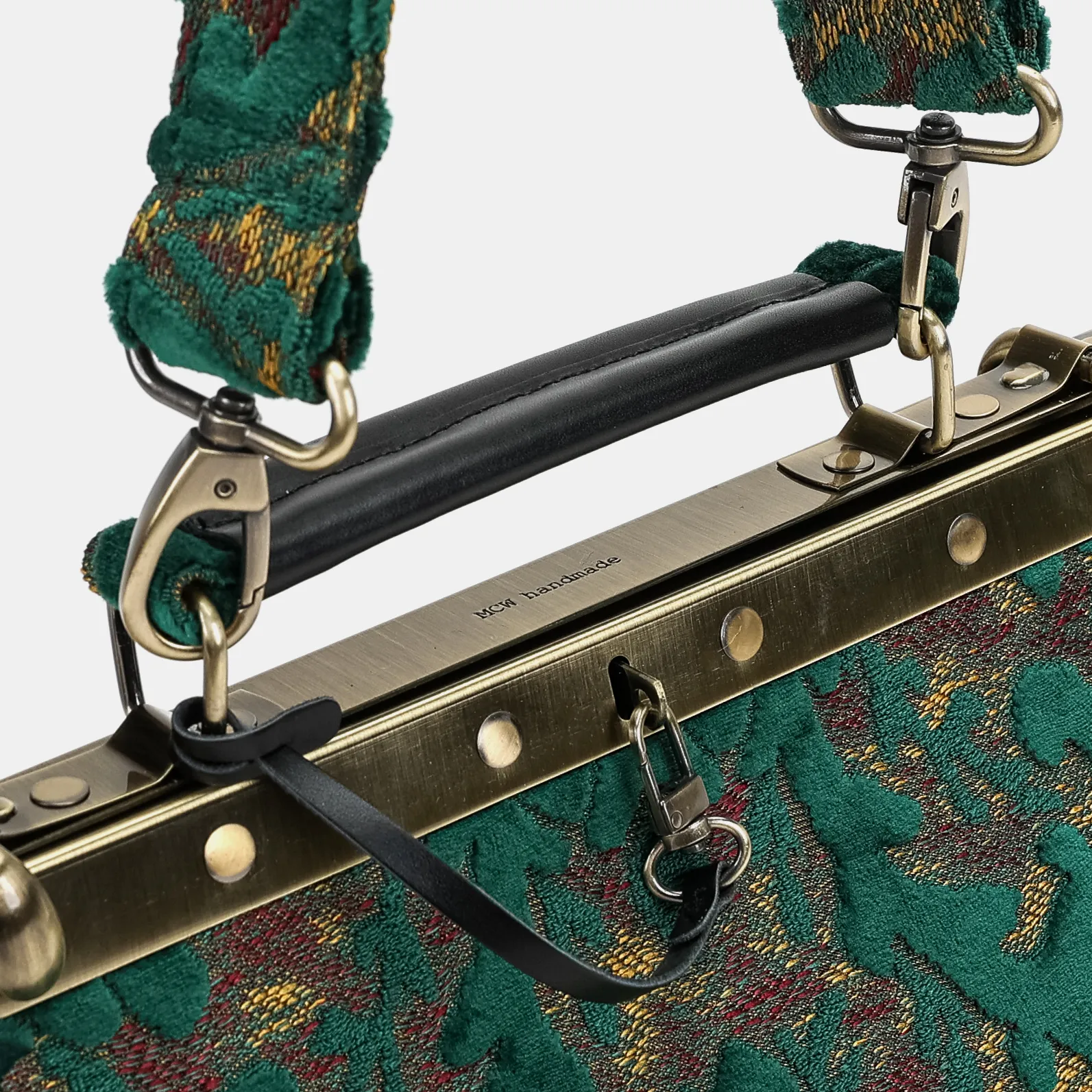 Burnout Velvet Jade Green Cecile Carpet Purse Gladstone Bag - Image 5