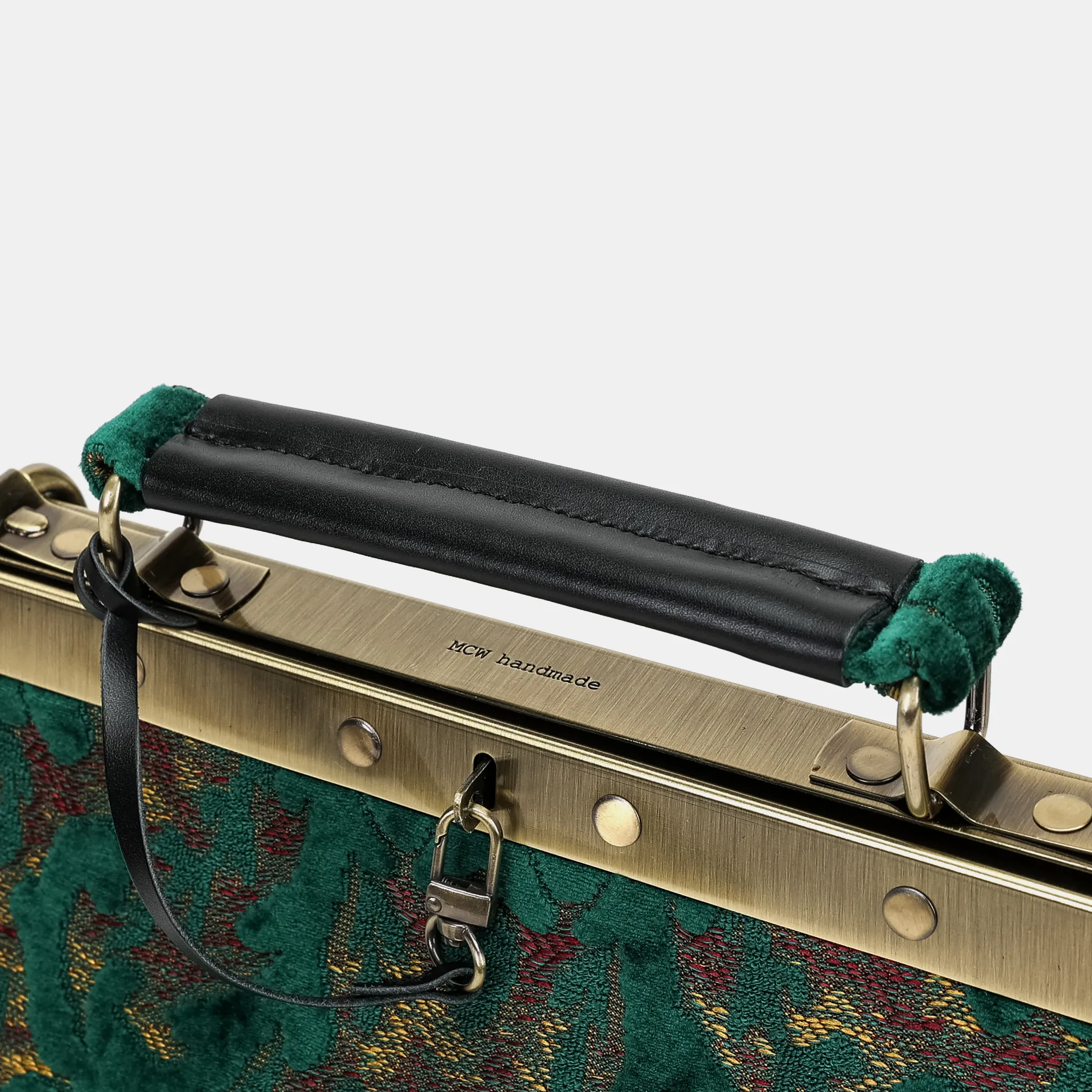 Burnout Velvet Jade Green Cecile Carpet Purse Gladstone Bag - Image 6