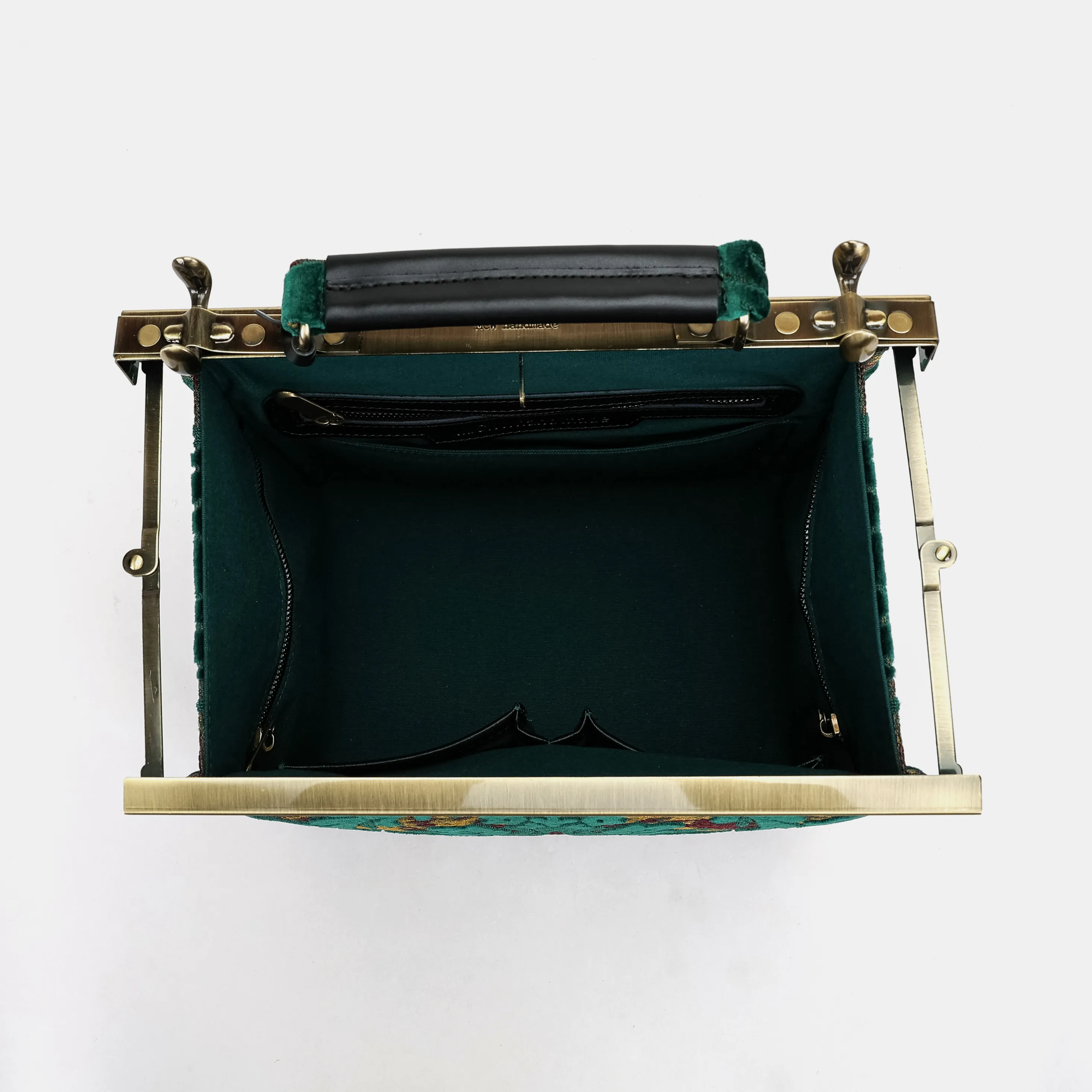 Burnout Velvet Jade Green Cecile Carpet Purse Gladstone Bag - Image 7