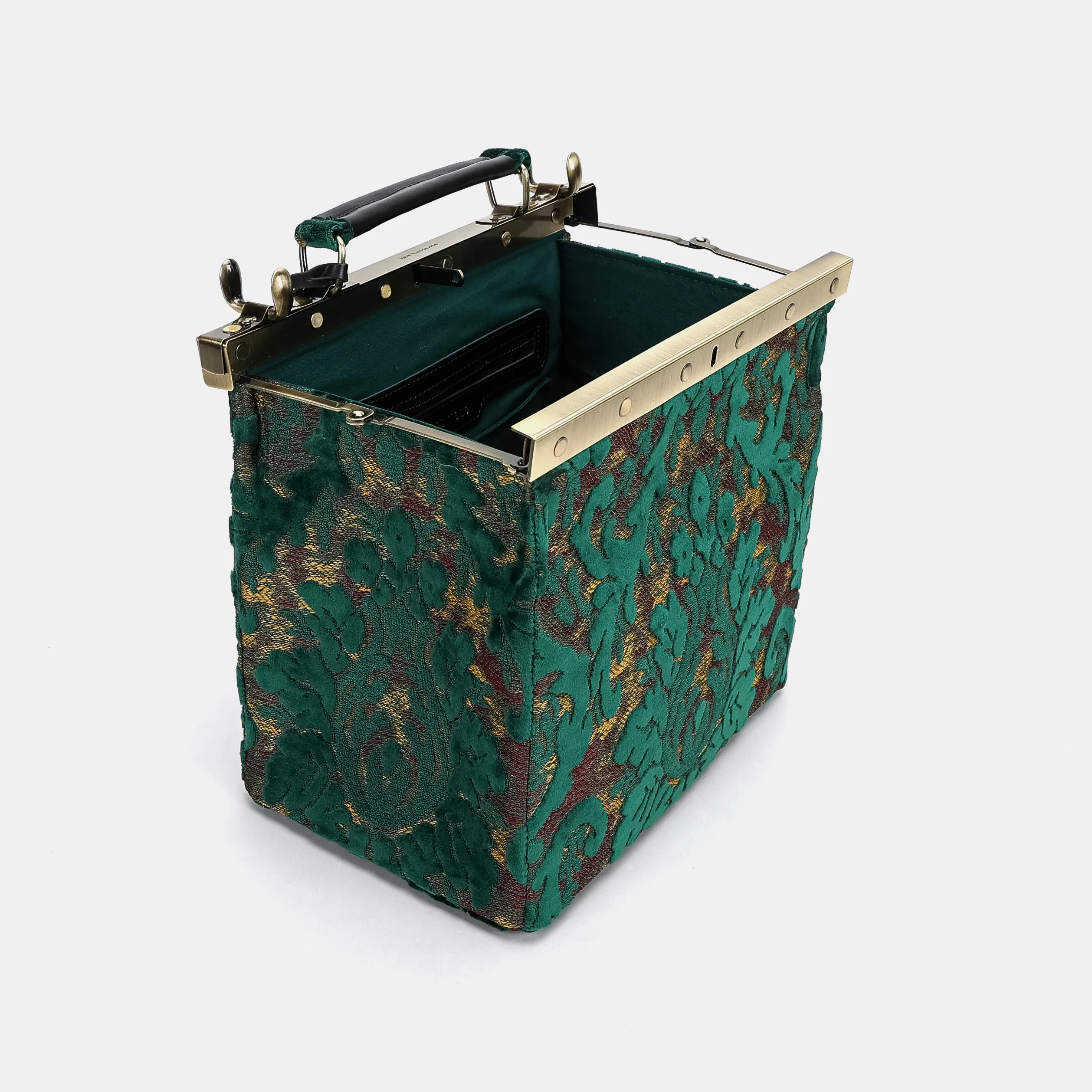 Burnout Velvet Jade Green Cecile Carpet Purse Gladstone Bag - Image 8