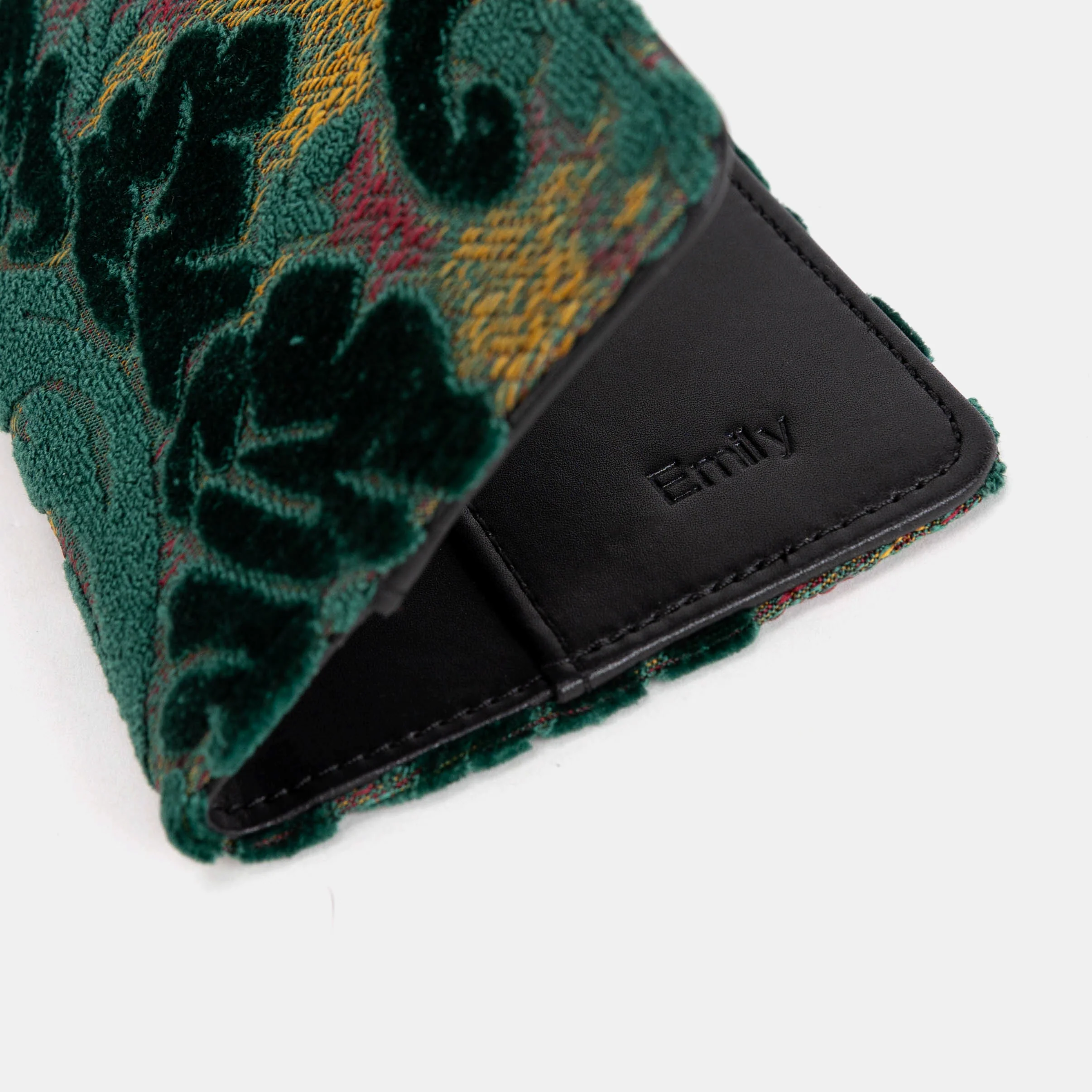 Burnout Velvet Jade Green Checkbook Cover - Image 4