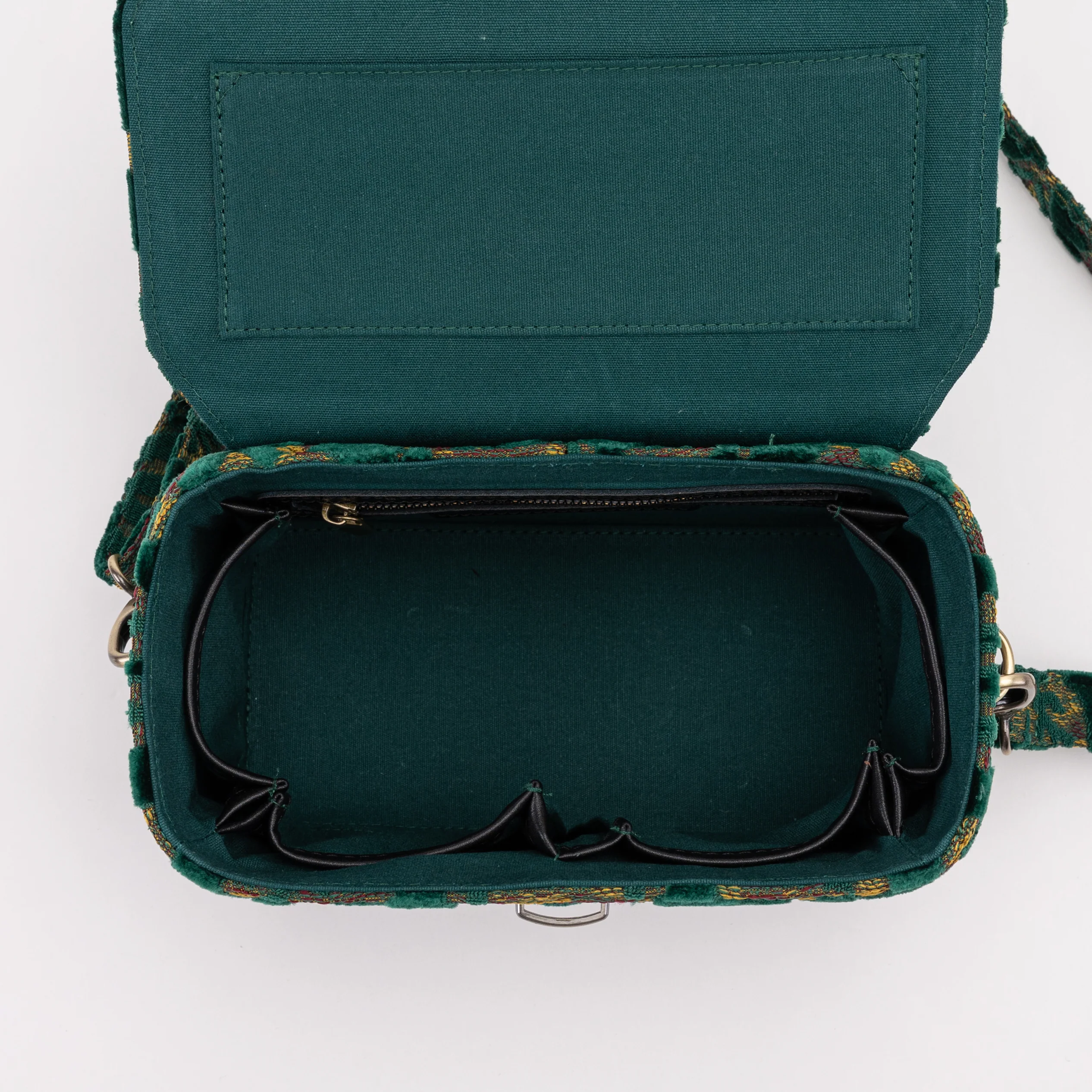 Burnout Velvet Jade Green Clara Medium Train Case Purse - Image 4