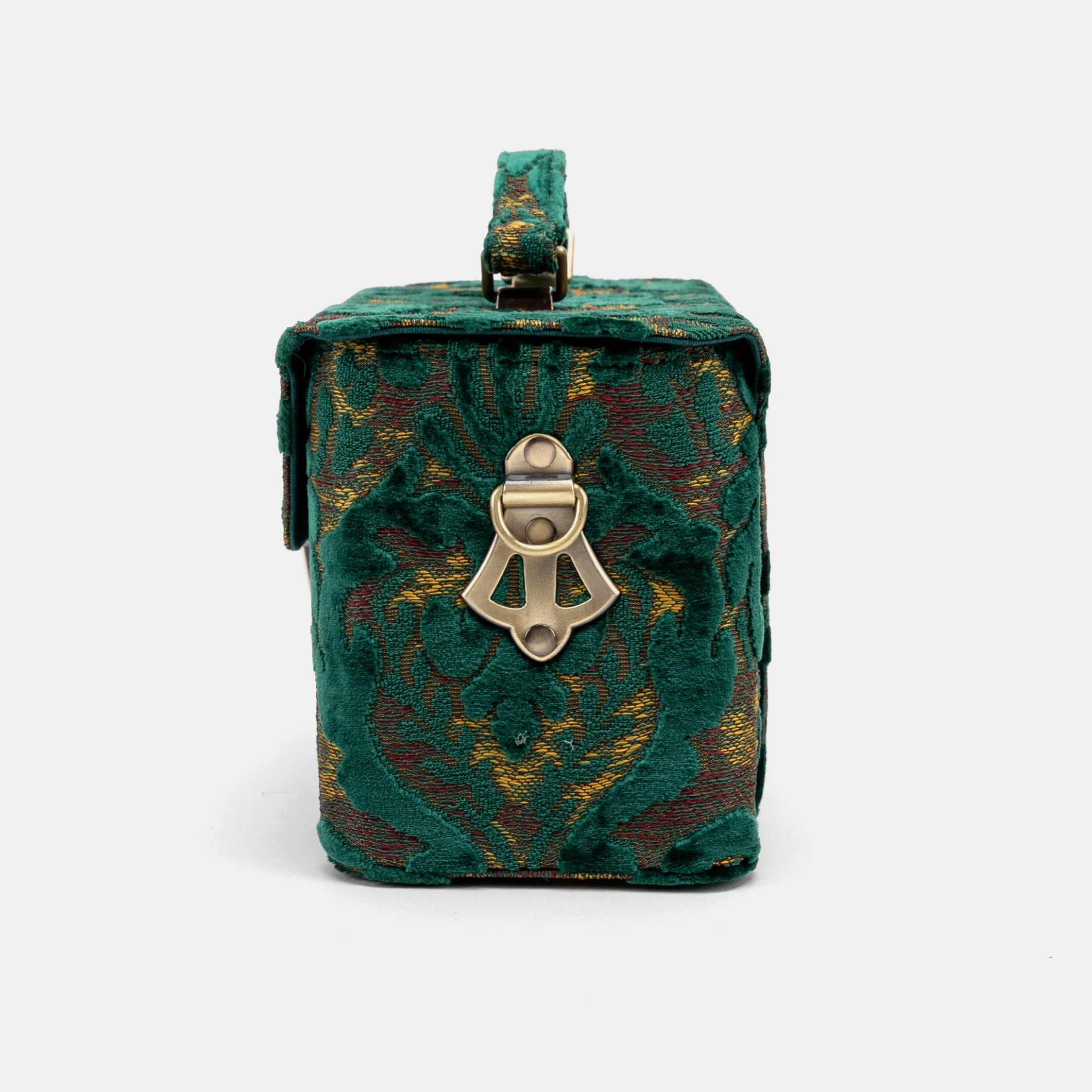 Burnout Velvet Jade Green Clara Medium Train Case Purse - Image 5