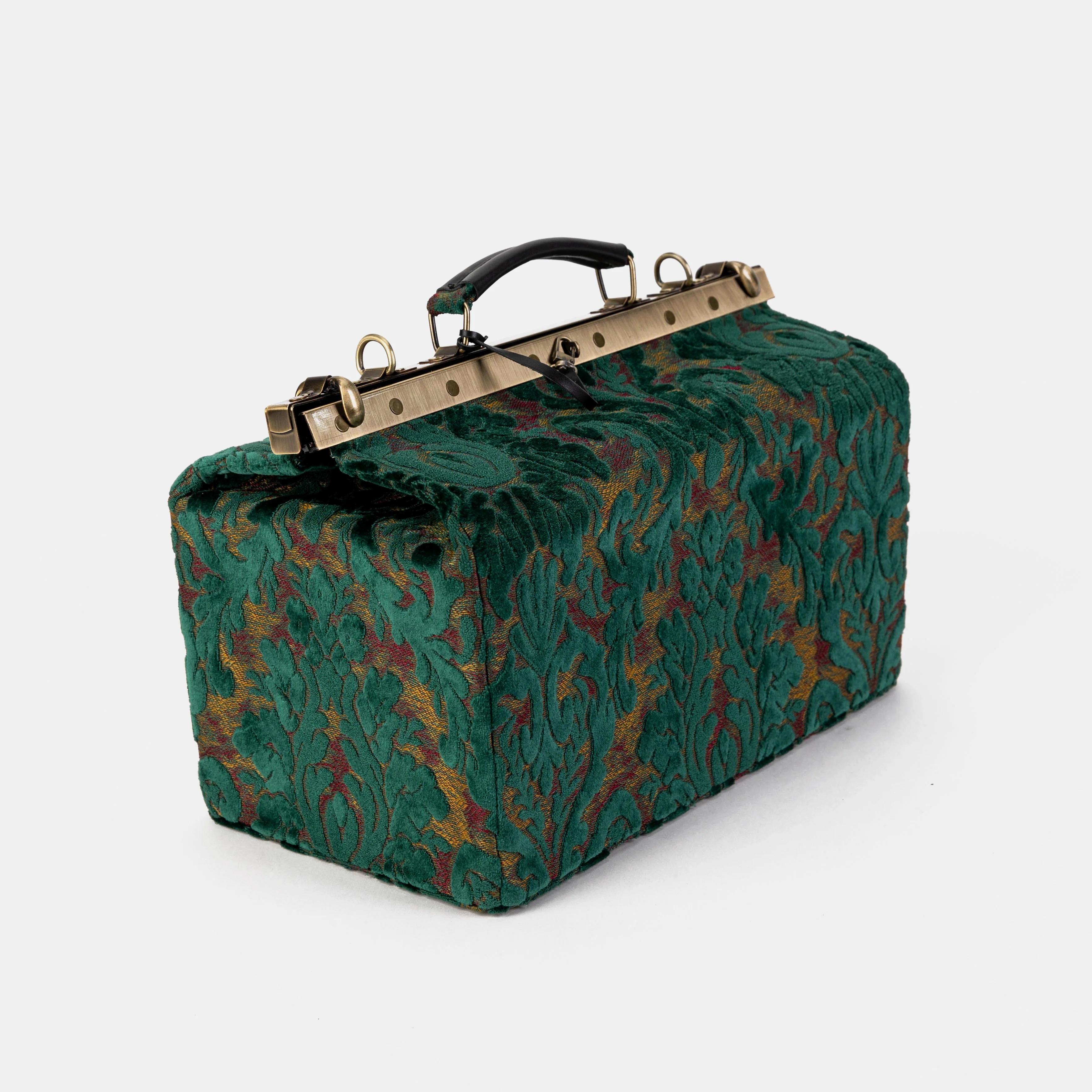Burnout Velvet Jade Green Genevieve Carpet Gladstone Bag - Image 4