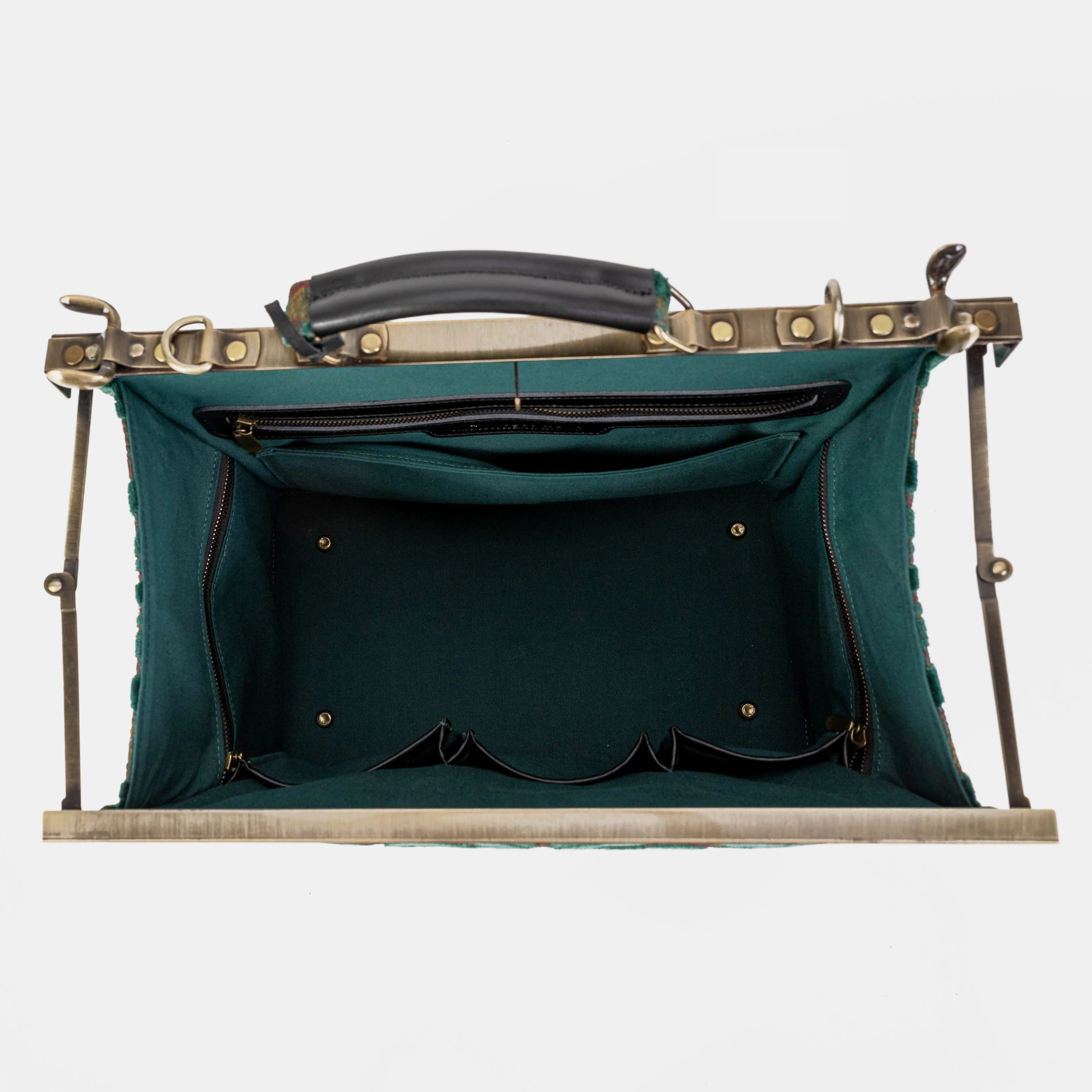 Burnout Velvet Jade Green Genevieve Carpet Gladstone Bag - Image 8