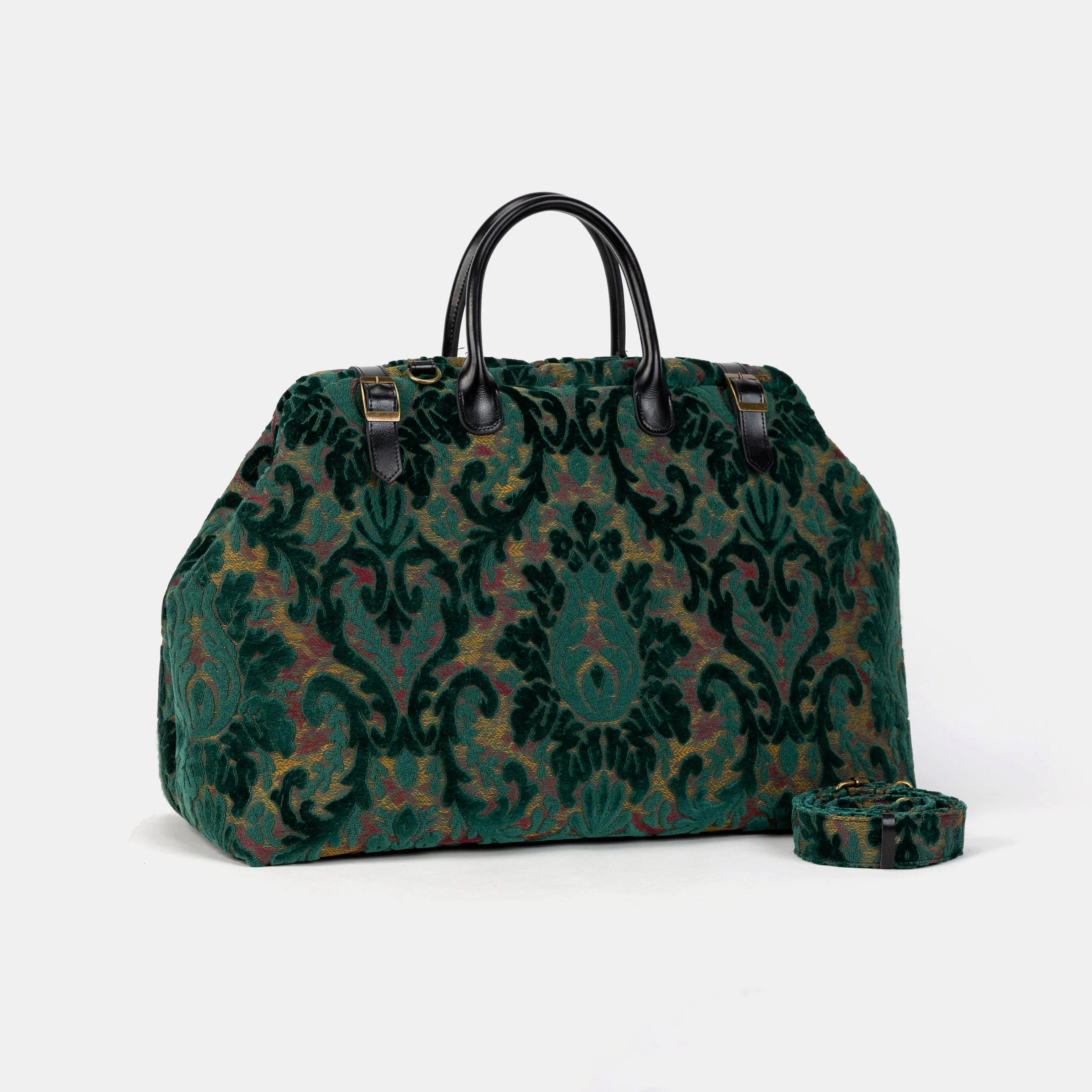 Burnout Velvet Jade Green Large Carpetbag - Image 2