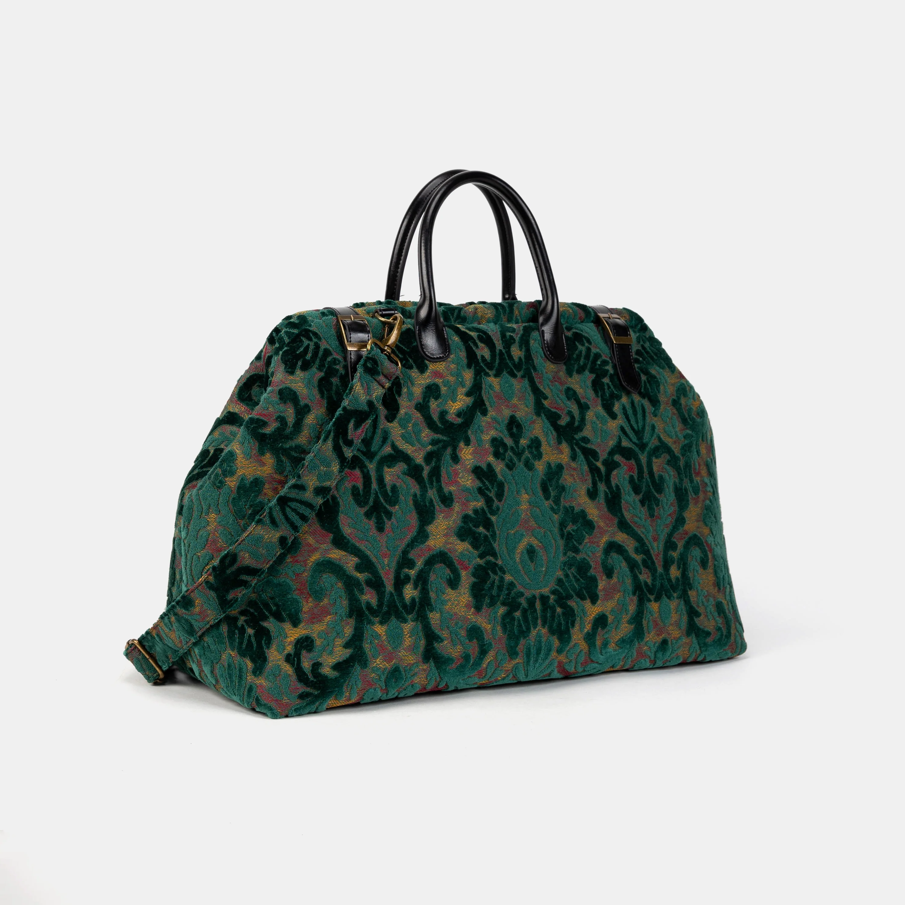 Burnout Velvet Jade Green Large Carpetbag - Image 3