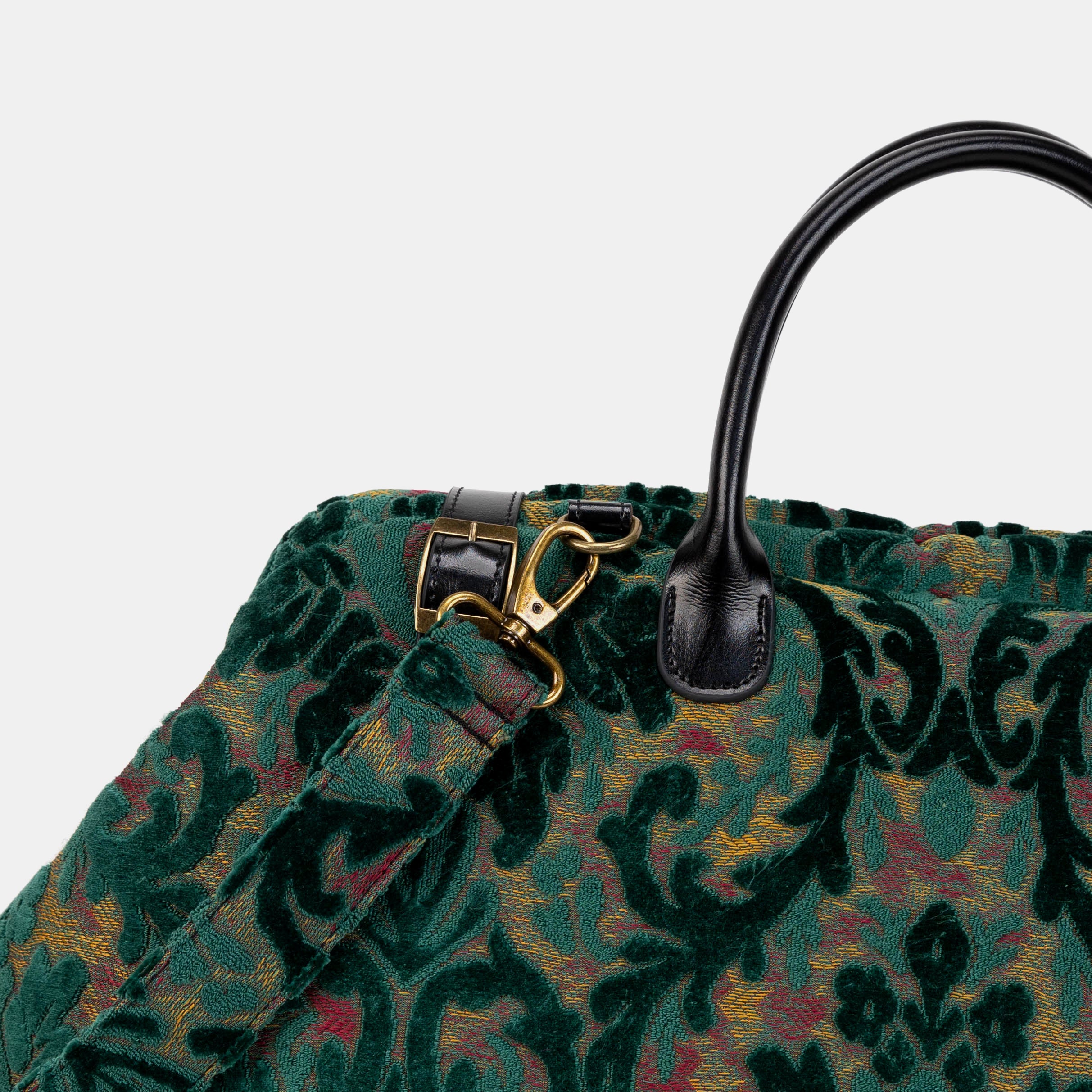 Burnout Velvet Jade Green Large Carpetbag - Image 4