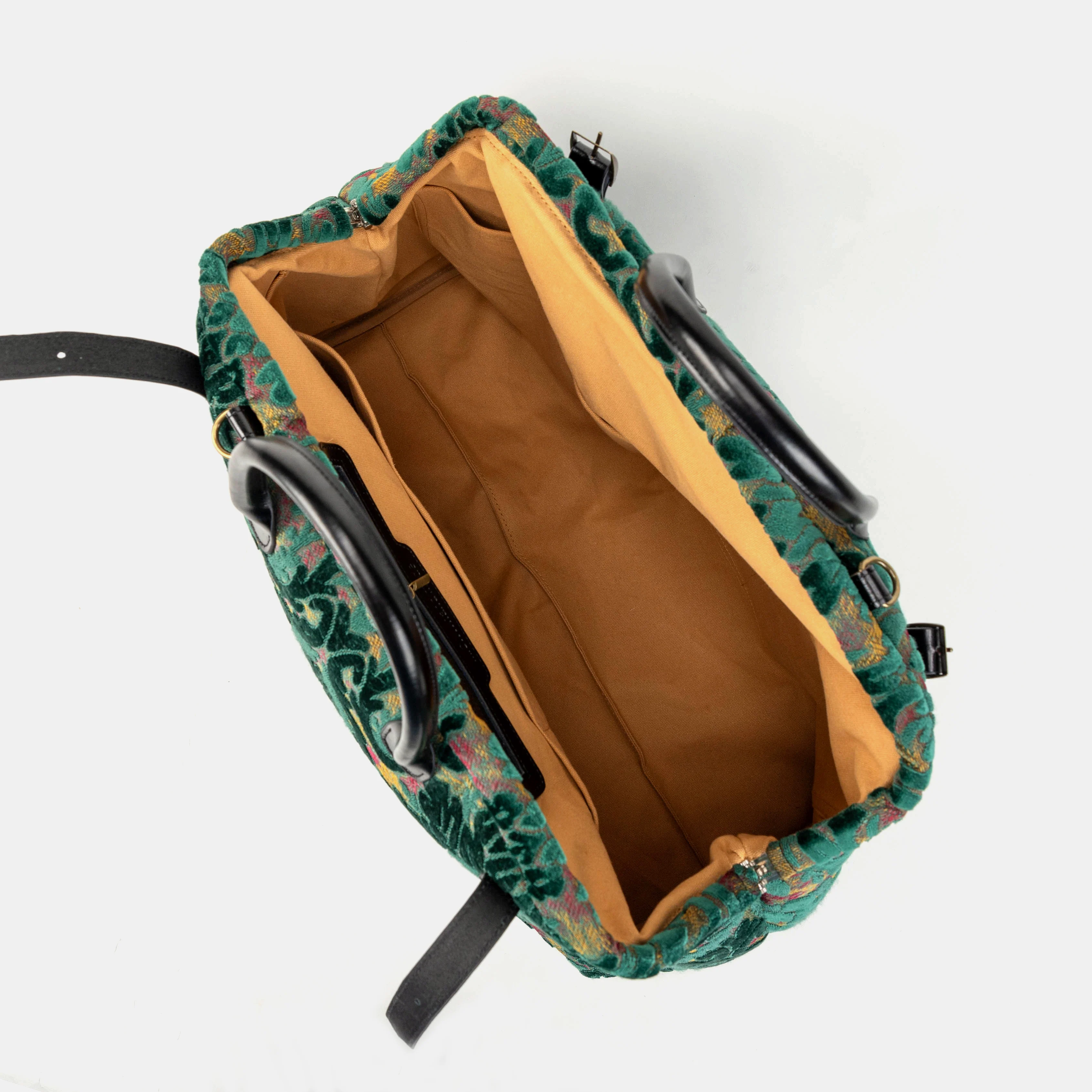 Burnout Velvet Jade Green Large Carpetbag - Image 8