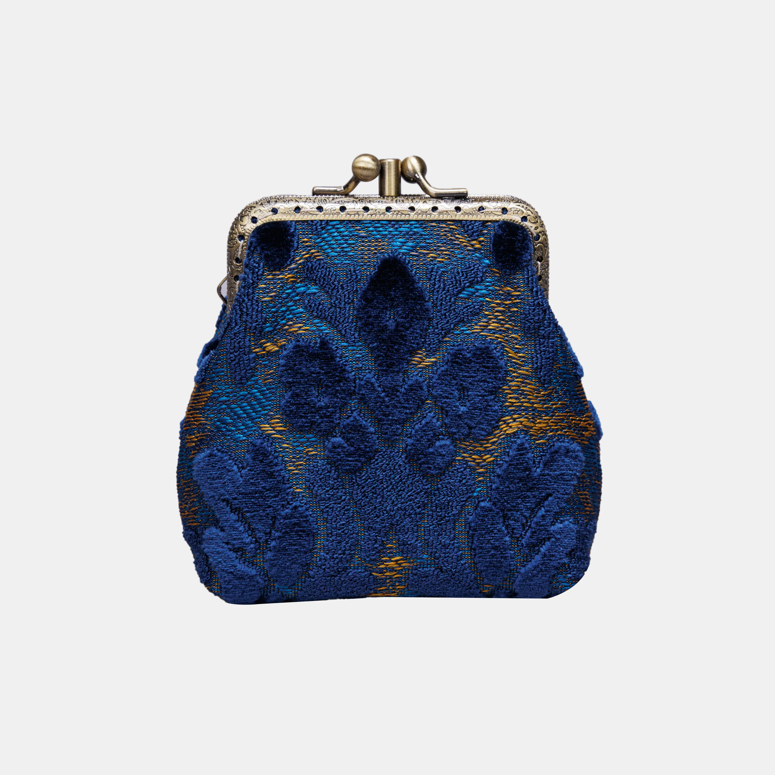 Burnout Velvet Navy Double Kiss Clasp Coin Purse - Image 3