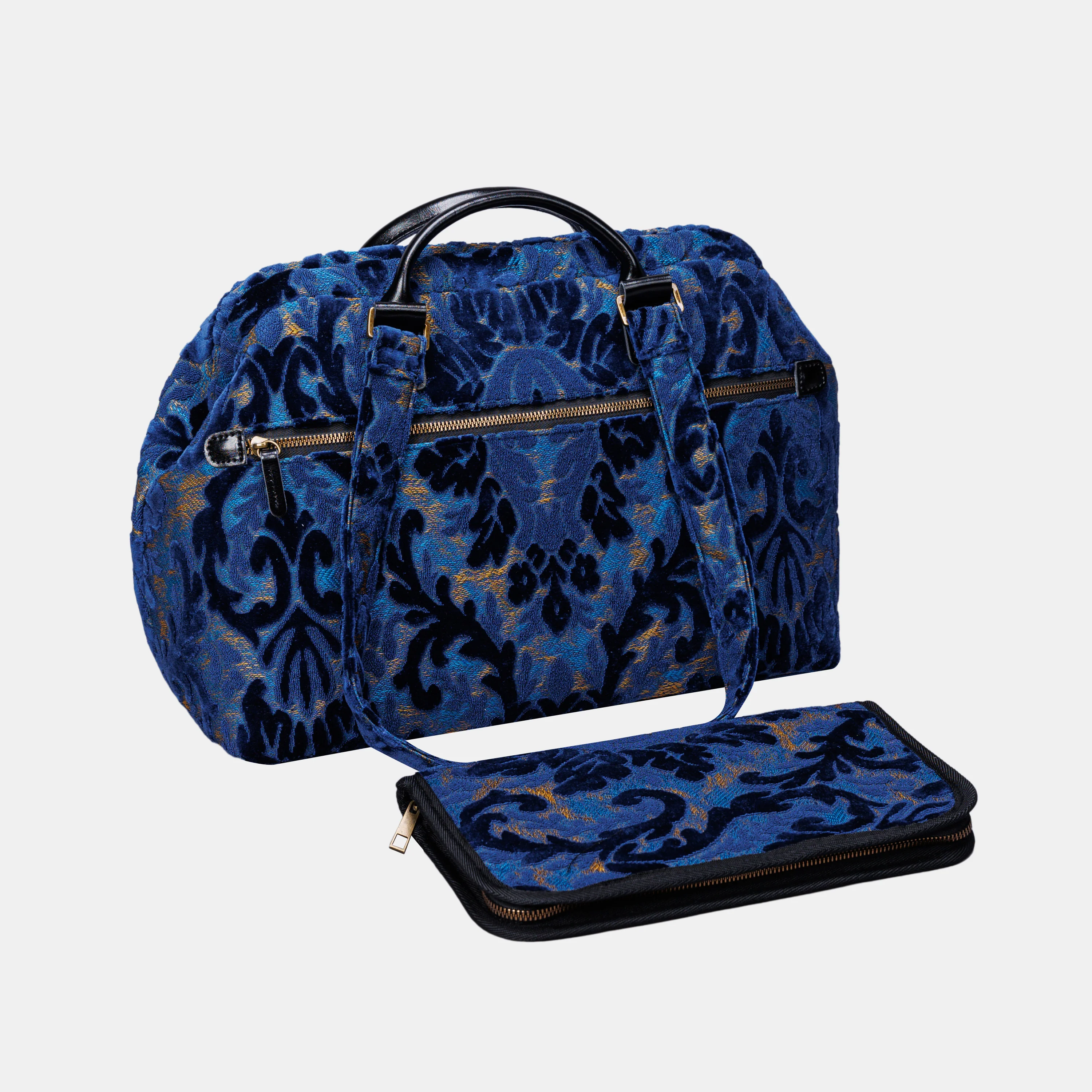 Burnout Velvet Navy Knitting Project Bag - Image 9
