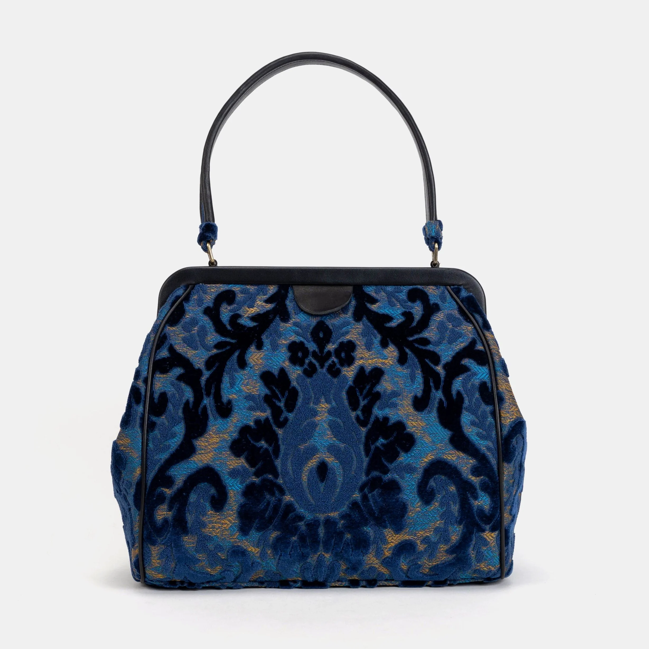 Burnout Velvet Navy Alma Shoulder Bag