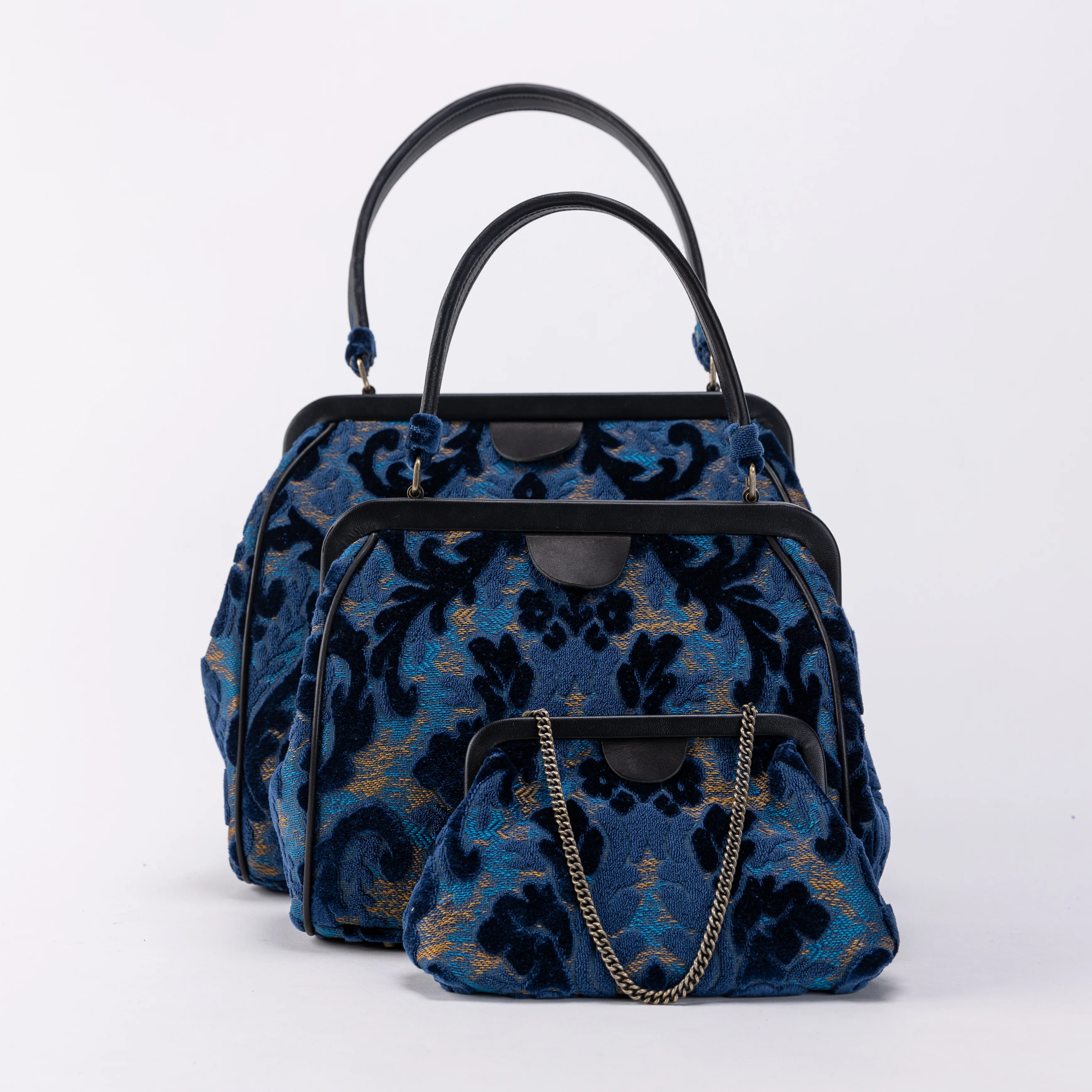 Burnout Velvet Navy Alma Shoulder Bag - Image 7