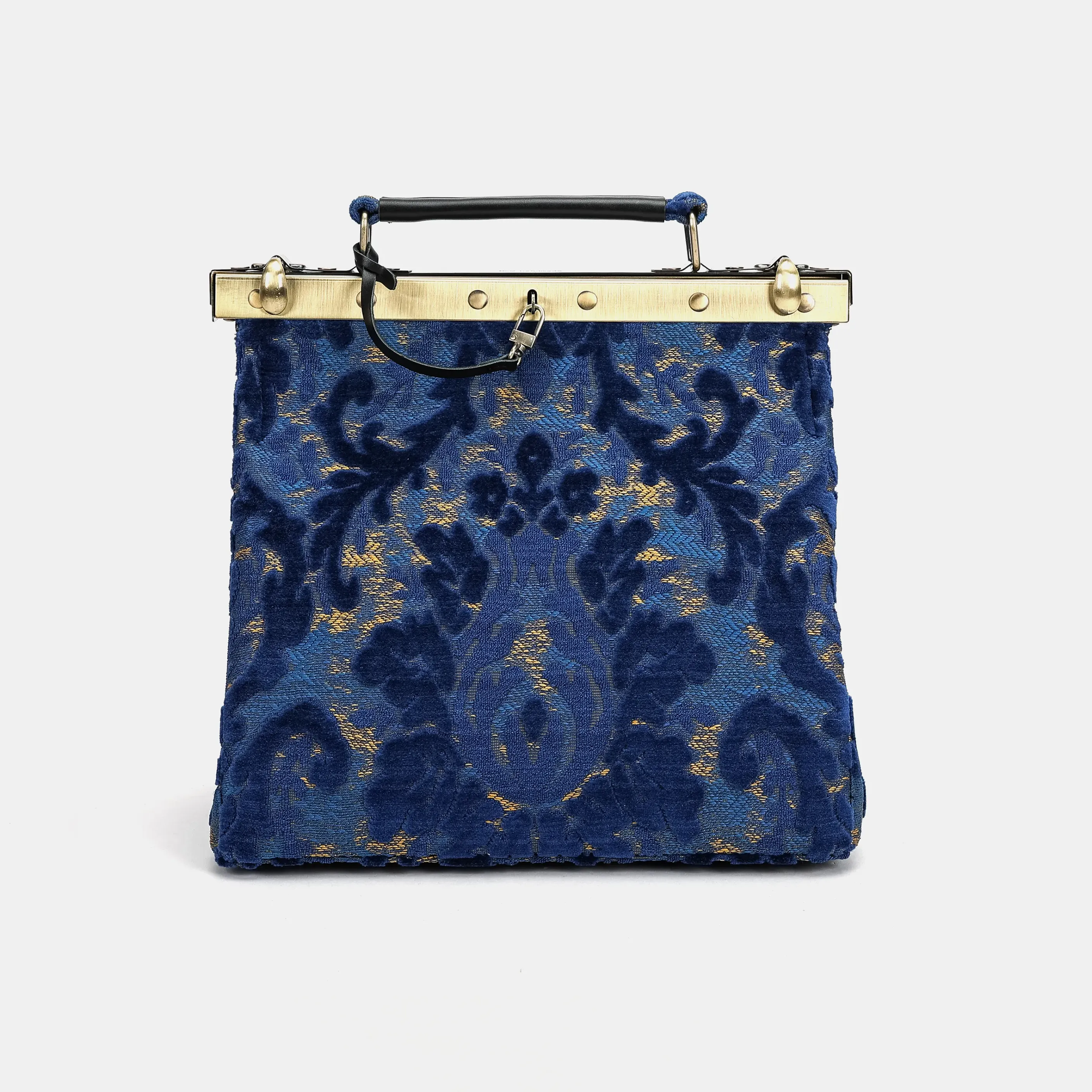 Burnout Velvet Navy Cecile Carpet Purse Gladstone Bag