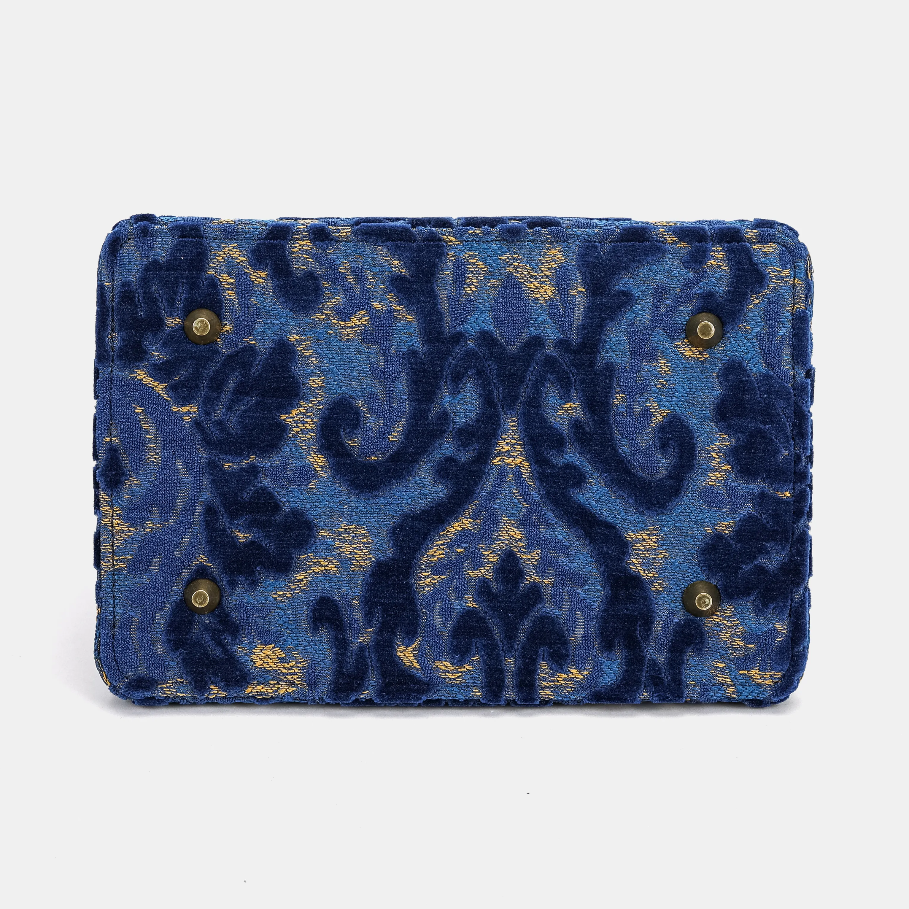 Burnout Velvet Navy Cecile Carpet Purse Gladstone Bag - Image 10