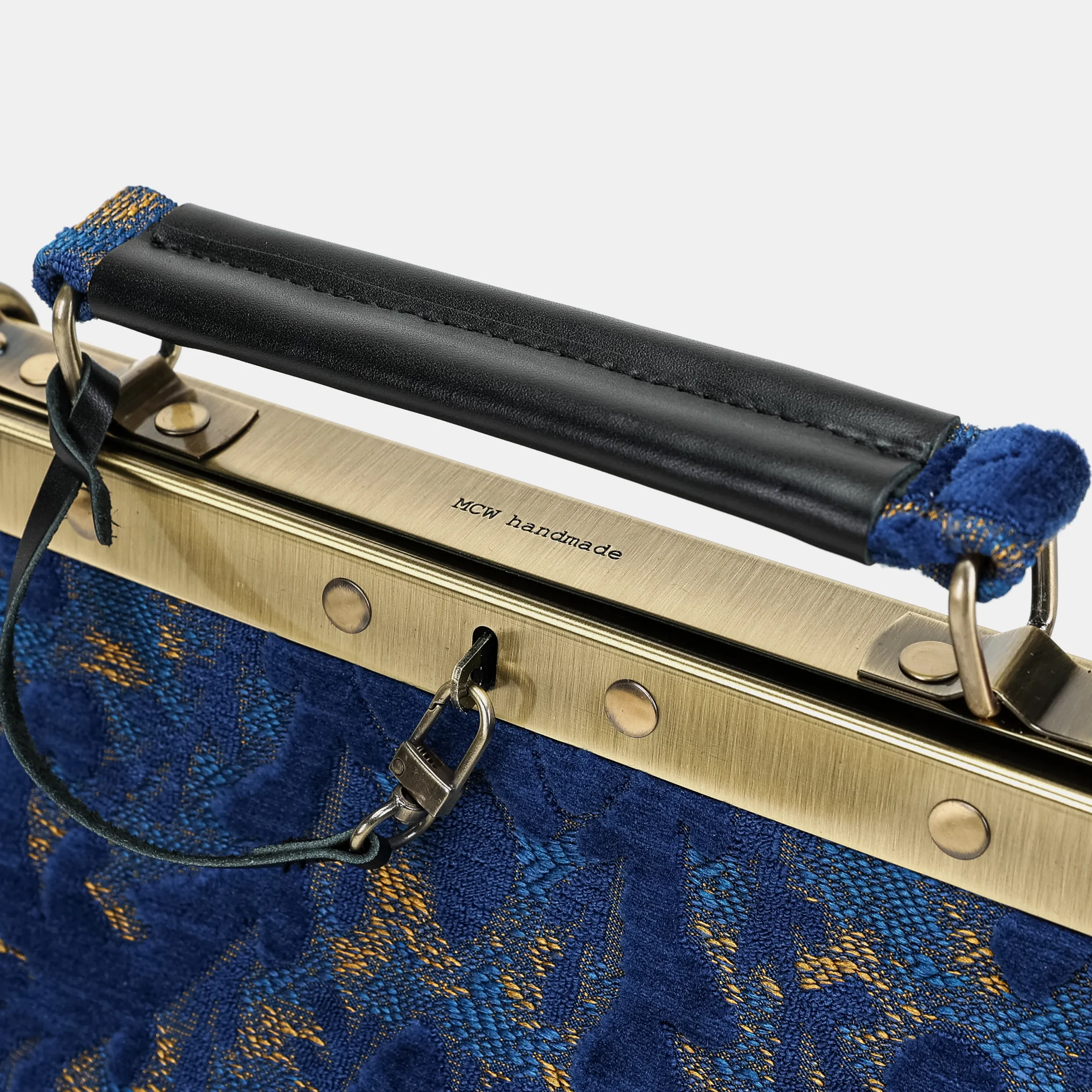 Burnout Velvet Navy Cecile Carpet Purse Gladstone Bag - Image 7
