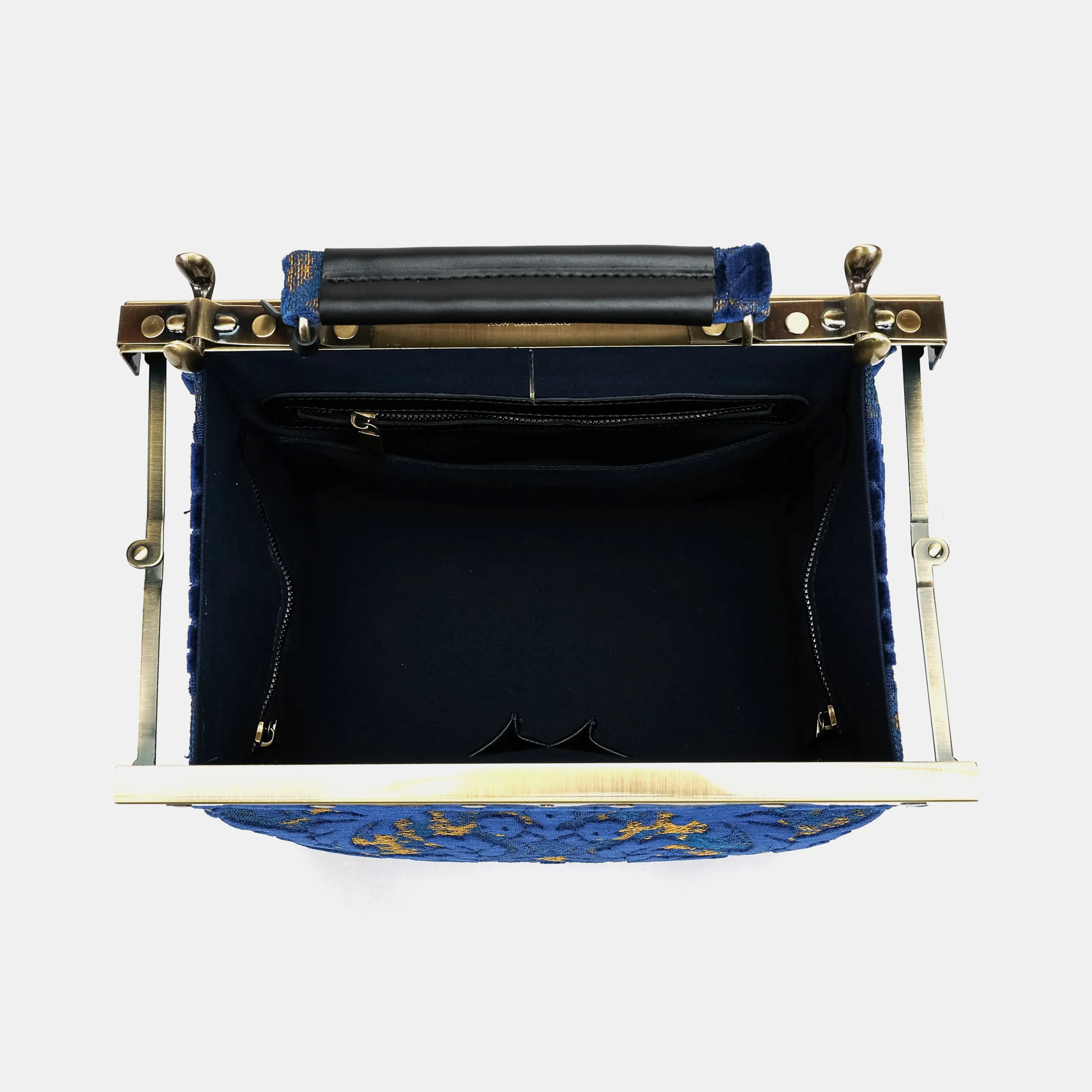 Burnout Velvet Navy Cecile Carpet Purse Gladstone Bag - Image 8