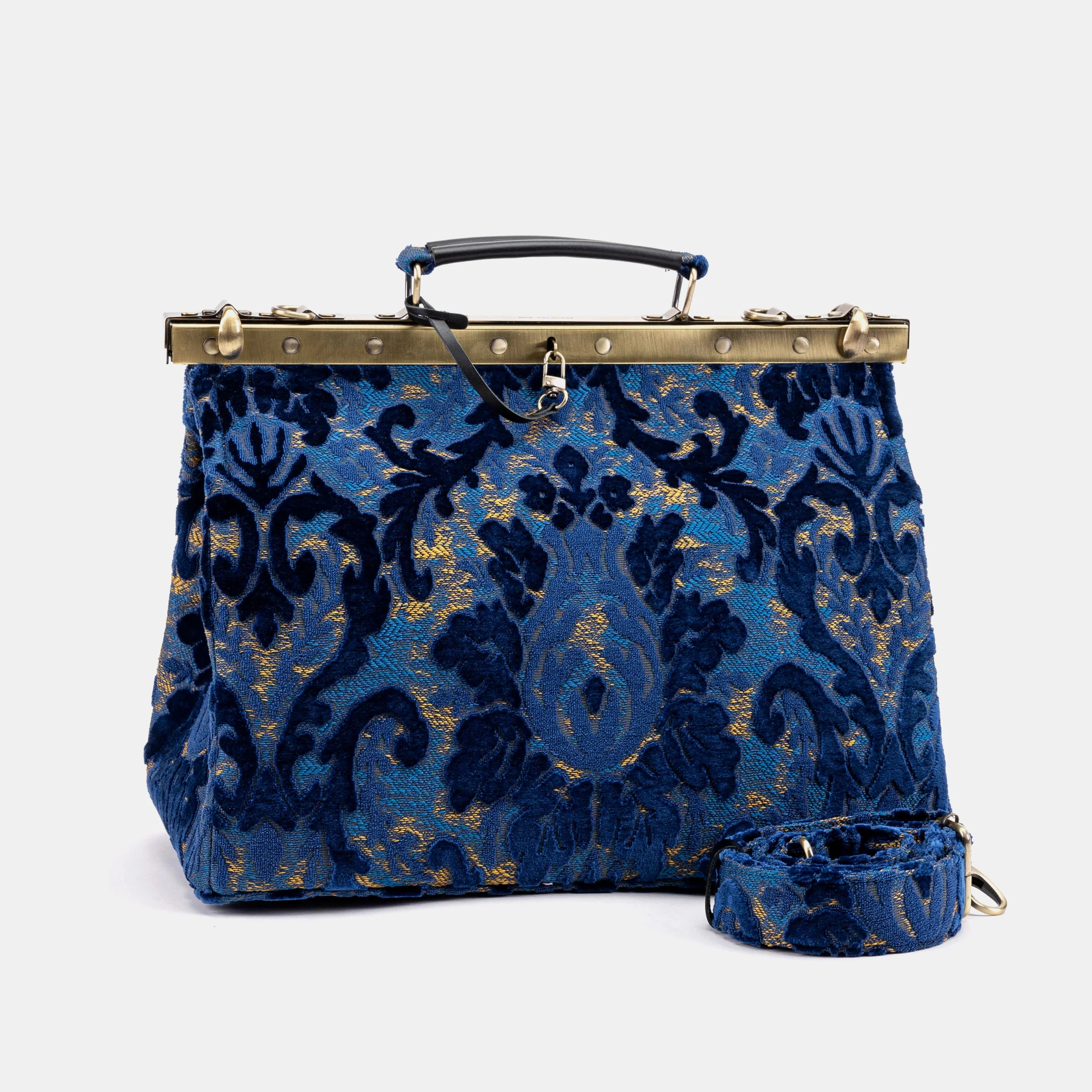 Burnout Velvet Navy Celine Carpet Gladstone Bag