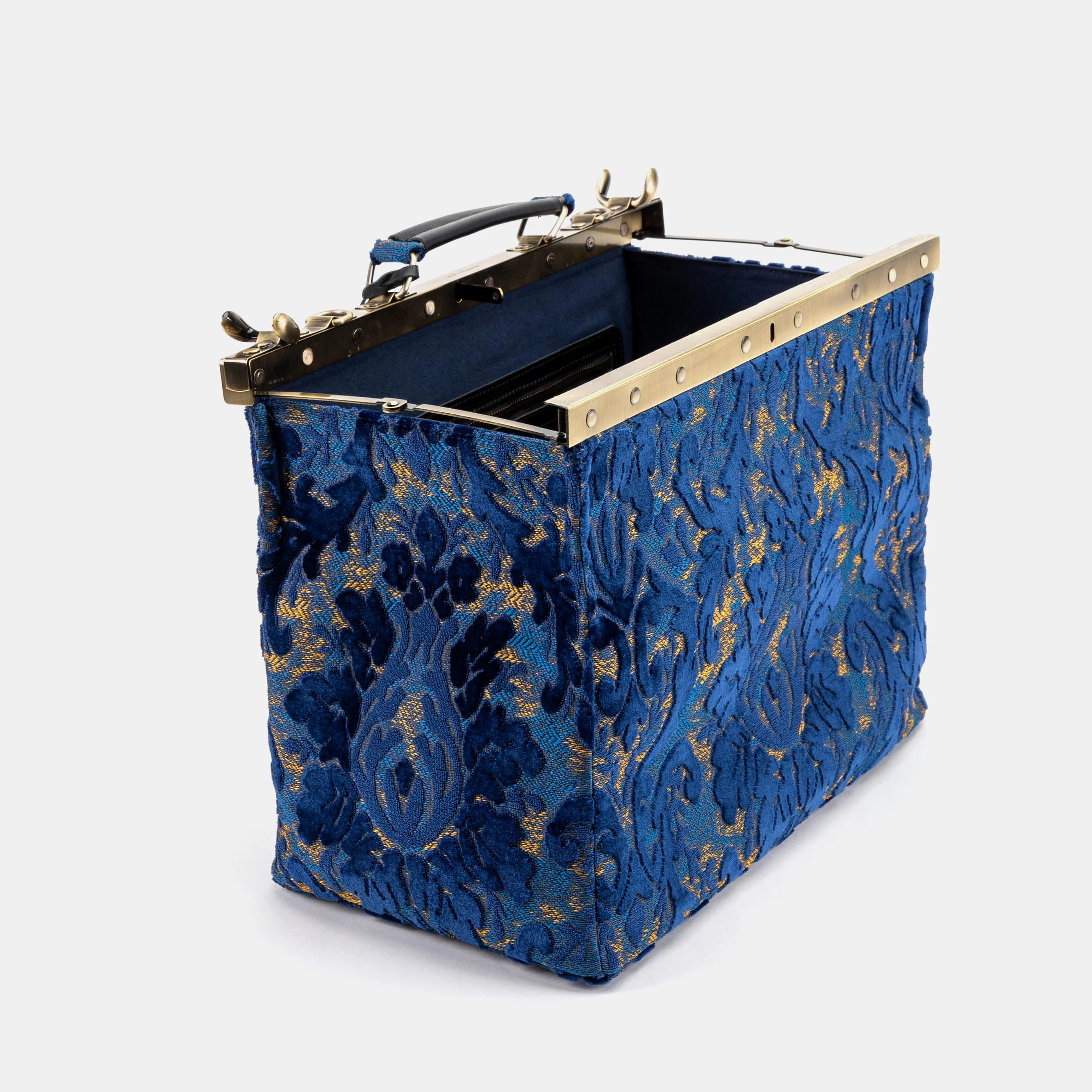 Burnout Velvet Navy Celine Carpet Gladstone Bag - Image 10