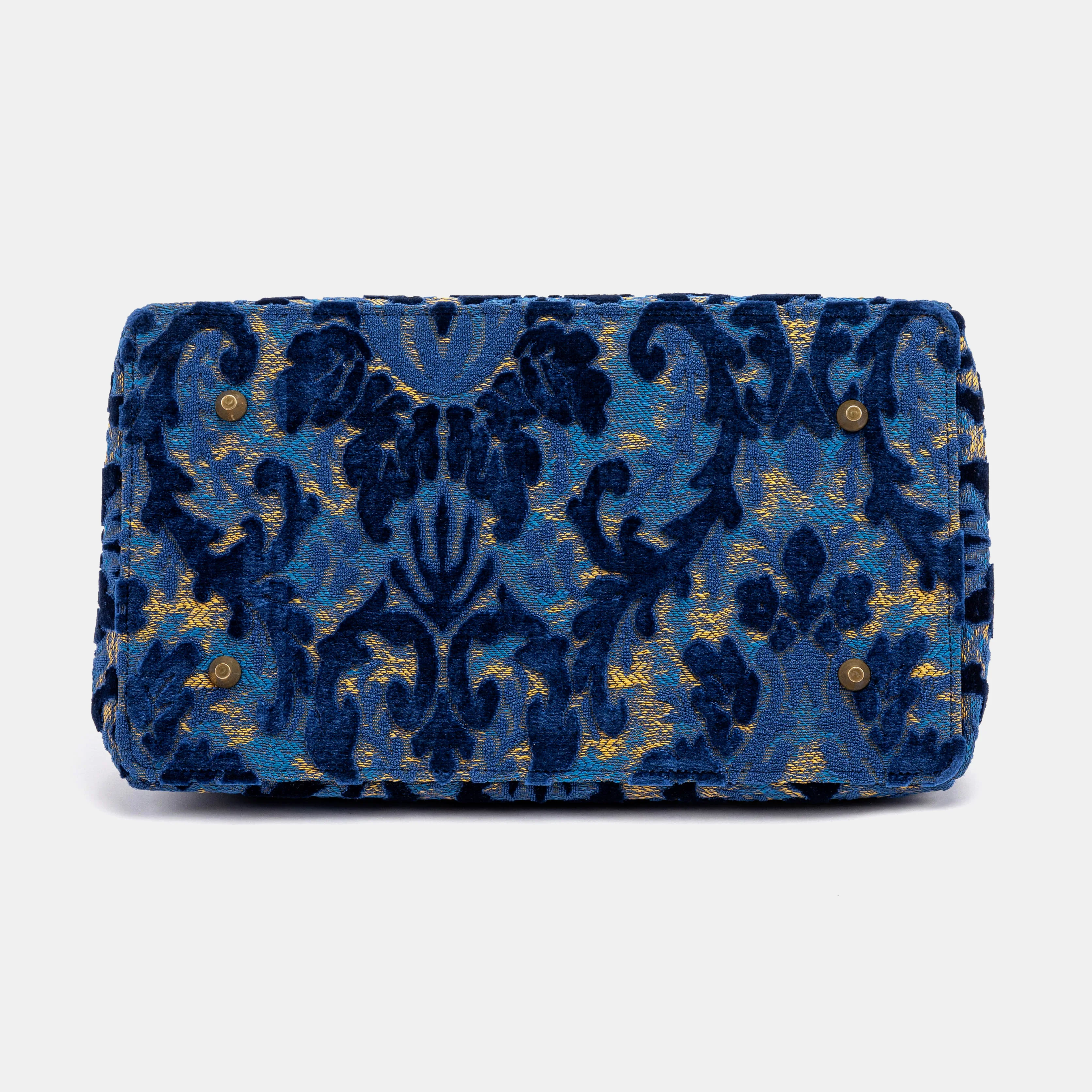 Burnout Velvet Navy Celine Carpet Gladstone Bag - Image 11