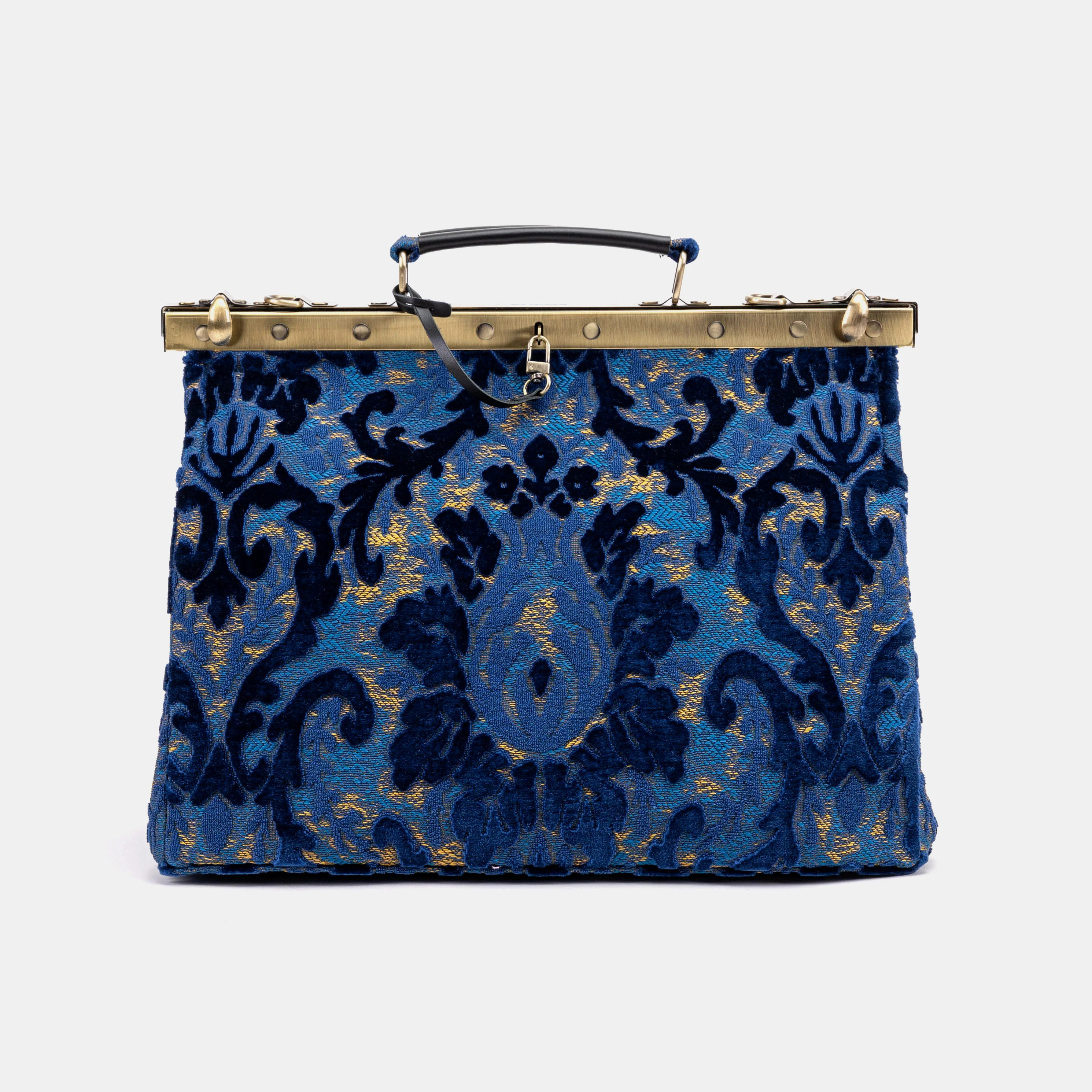 Burnout Velvet Navy Celine Carpet Gladstone Bag - Image 2