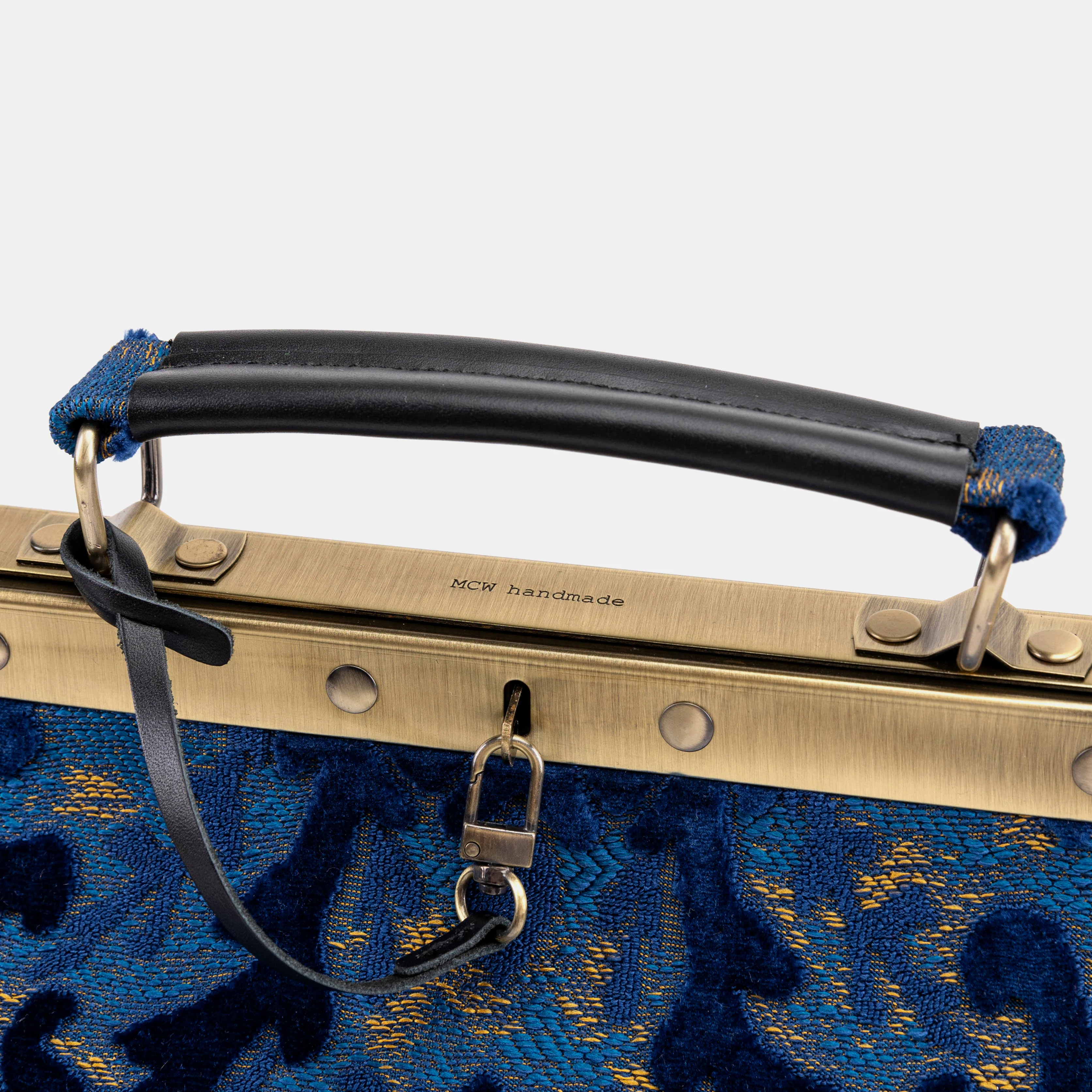 Burnout Velvet Navy Celine Carpet Gladstone Bag - Image 4