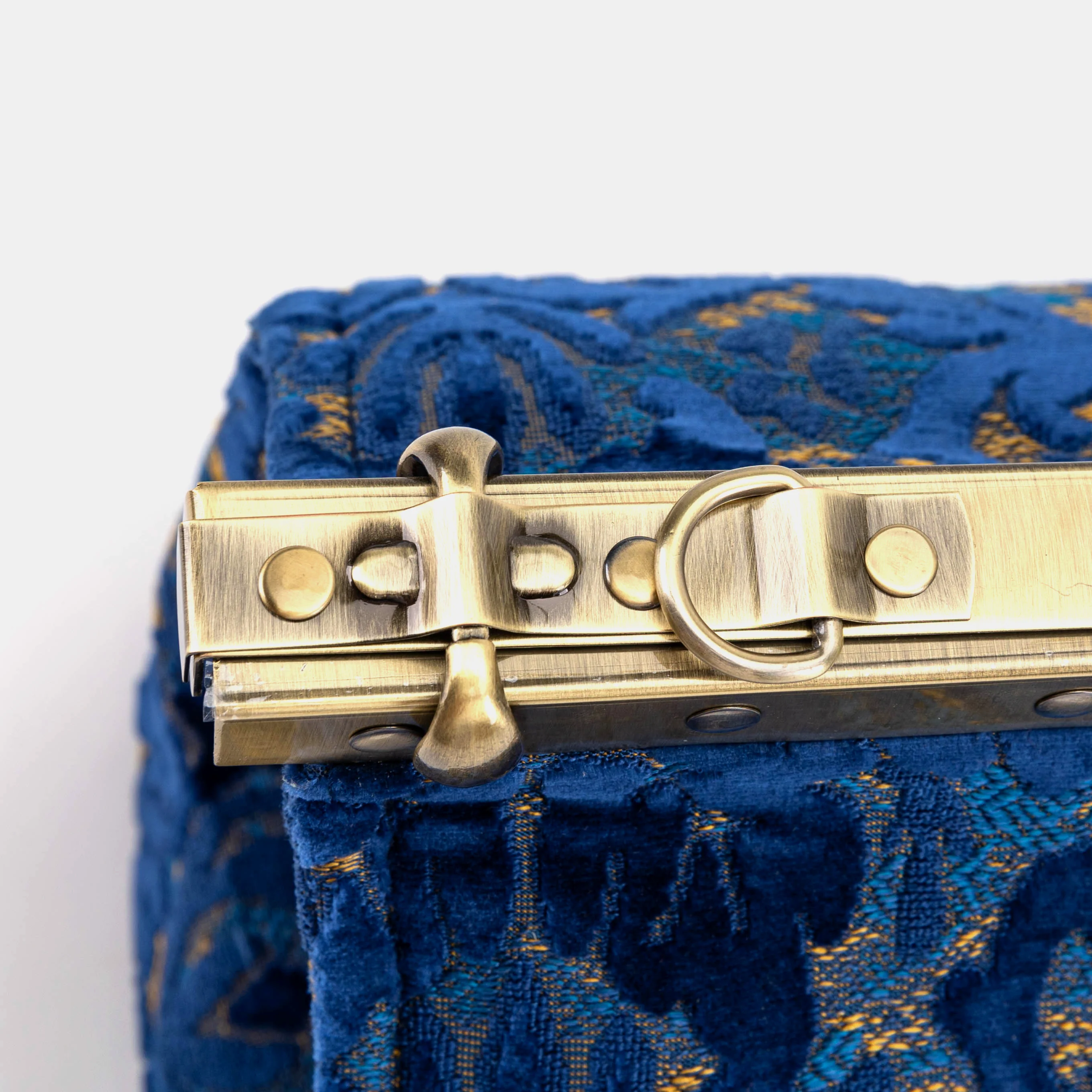Burnout Velvet Navy Celine Carpet Gladstone Bag - Image 6
