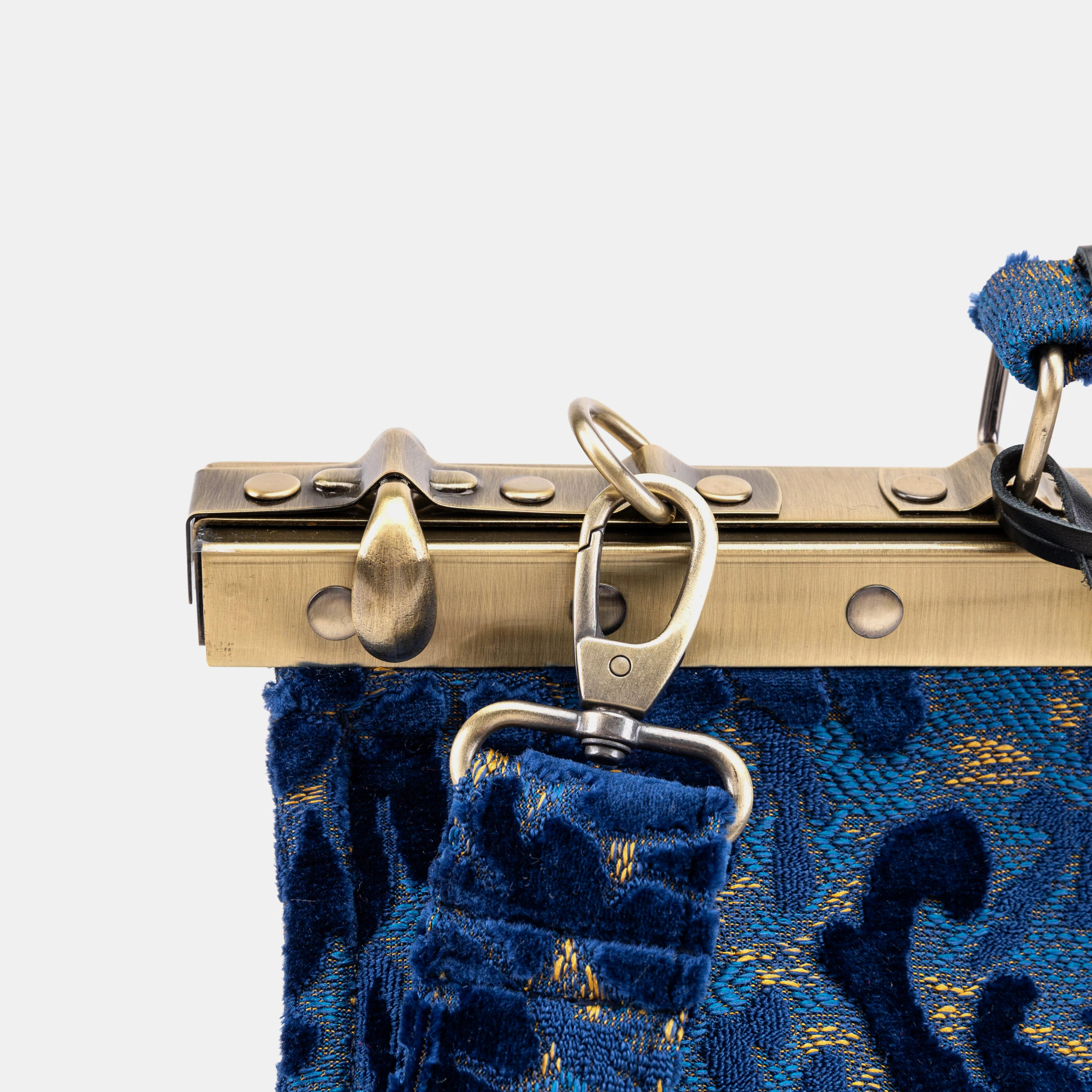 Burnout Velvet Navy Celine Carpet Gladstone Bag - Image 7