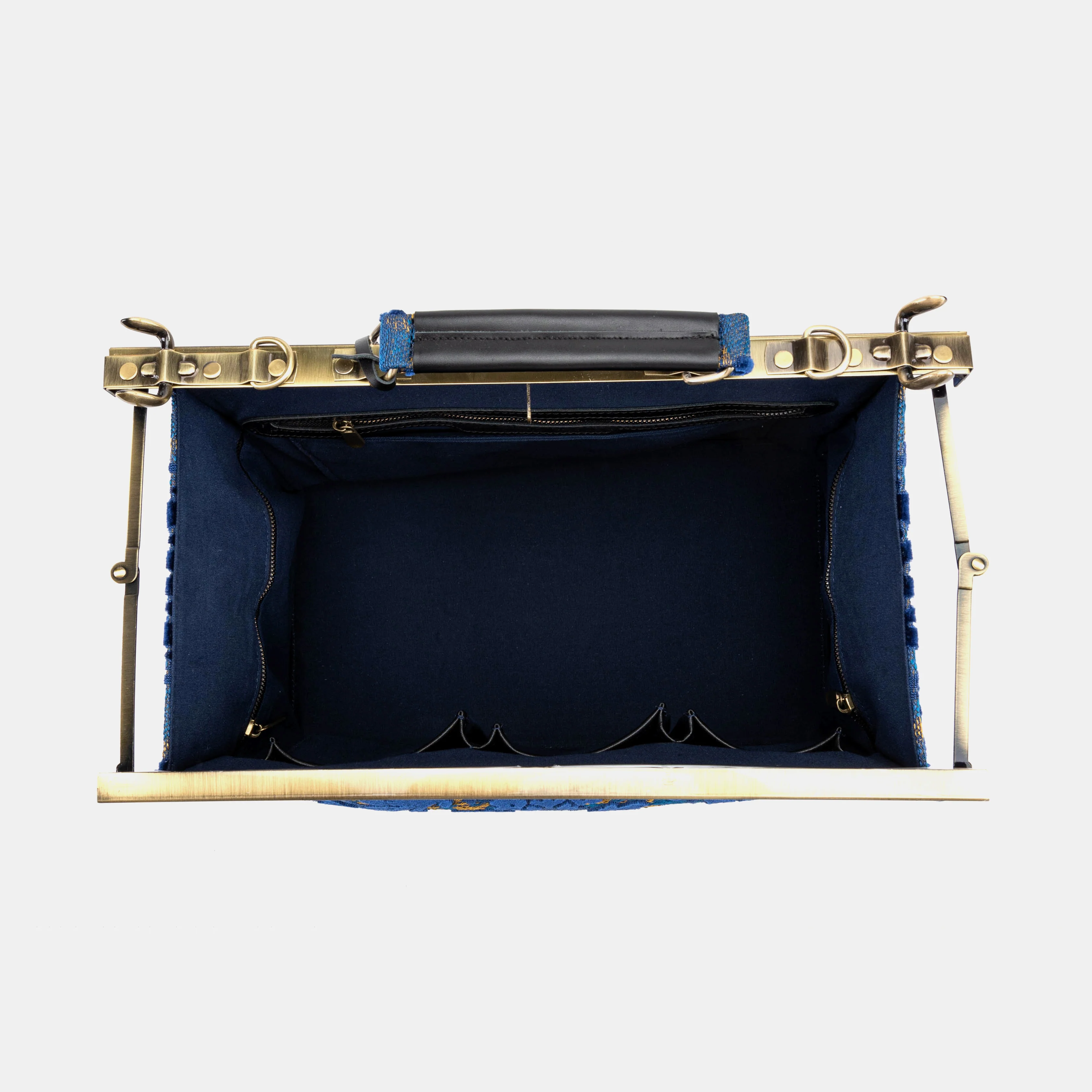 Burnout Velvet Navy Celine Carpet Gladstone Bag - Image 8