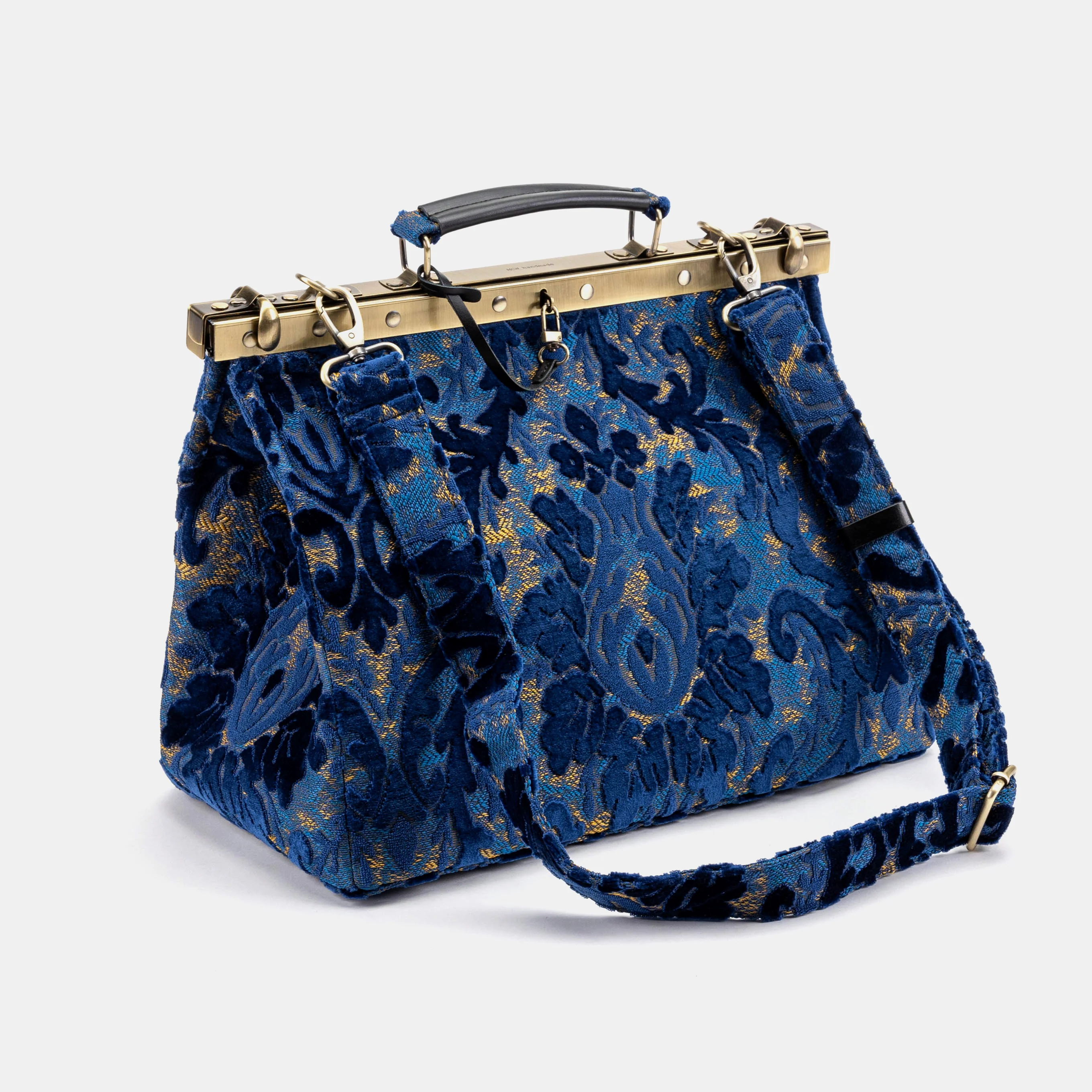 Burnout Velvet Navy Celine Carpet Gladstone Bag - Image 9