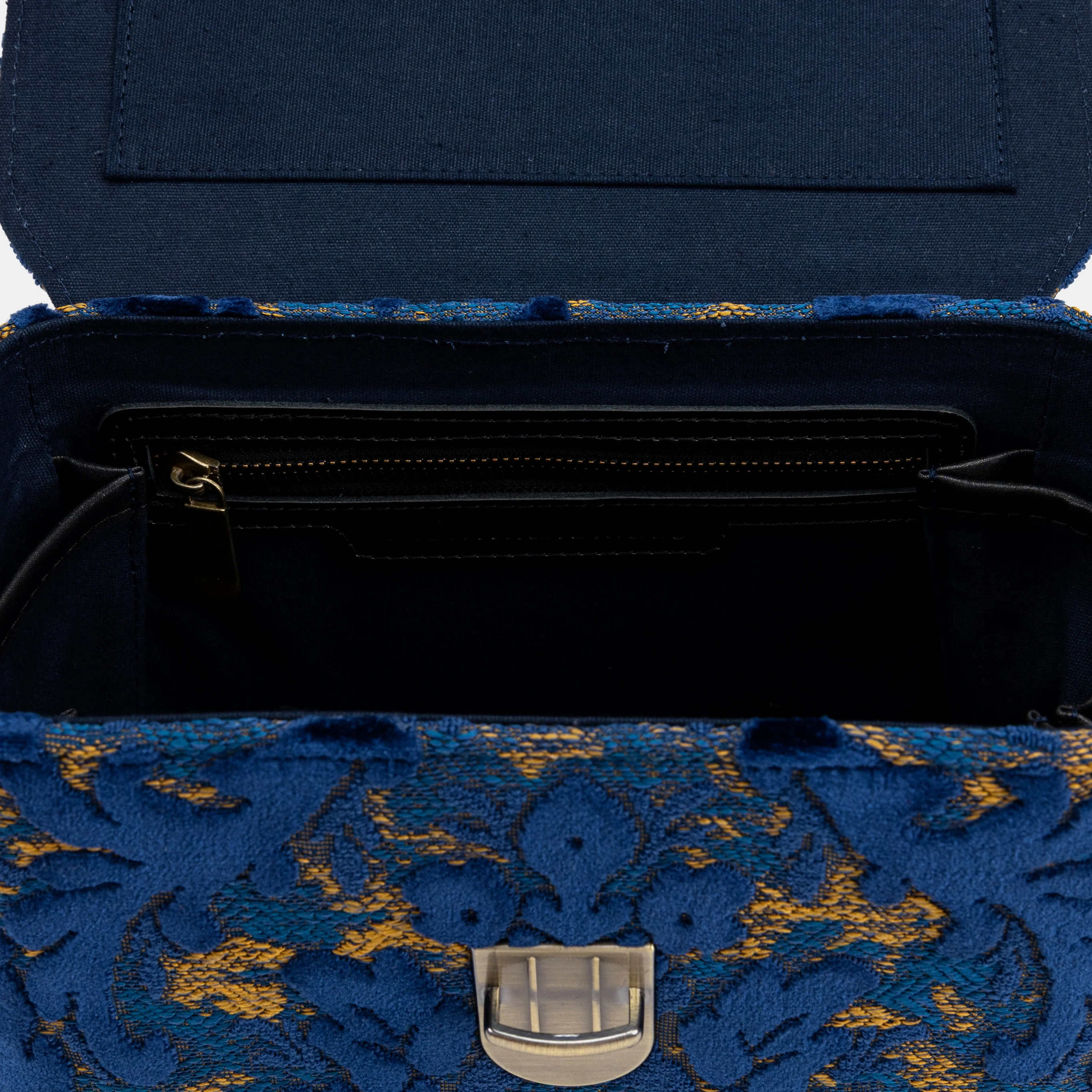 Burnout Velvet Navy Clara Medium Train Case Purse - Image 10
