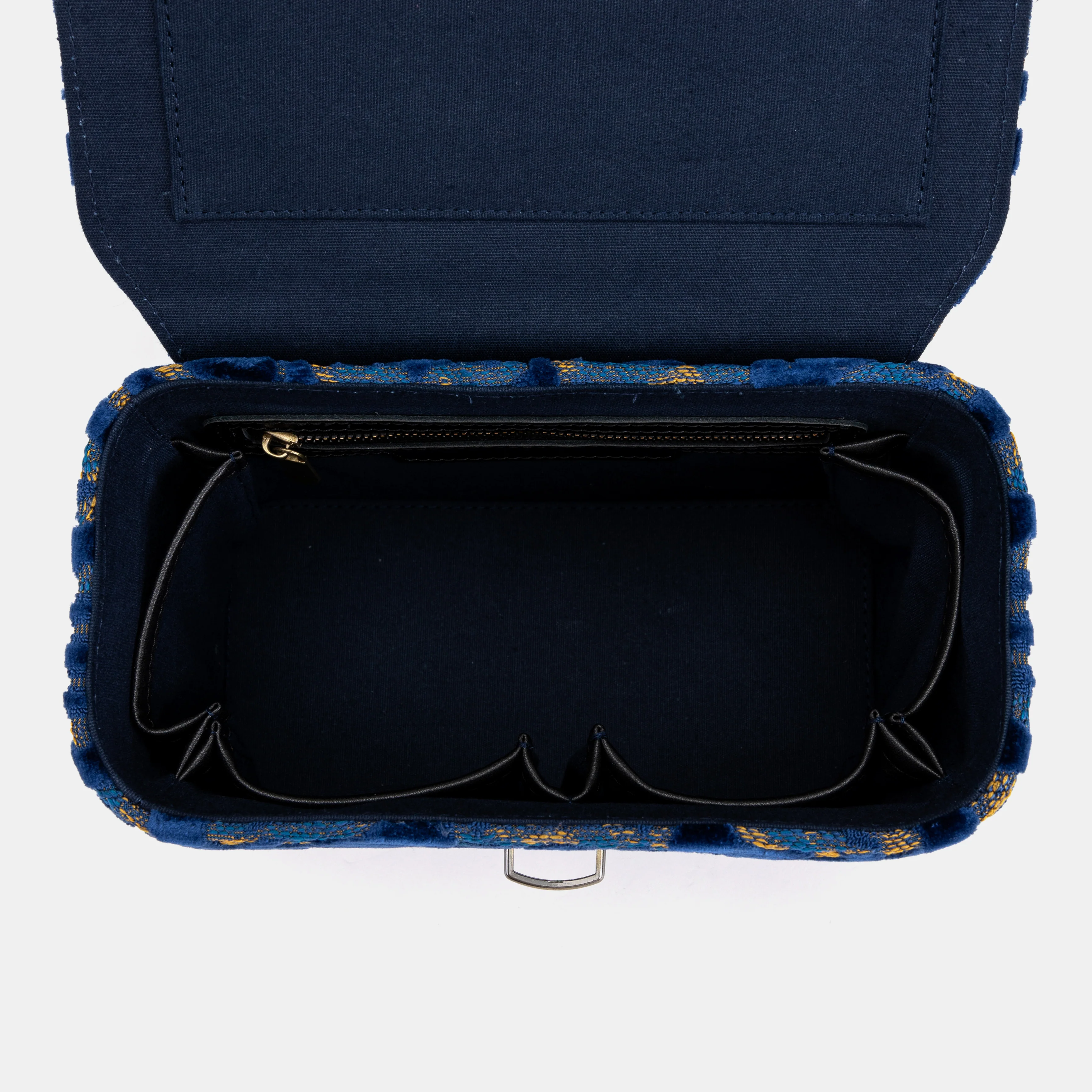 Burnout Velvet Navy Clara Medium Train Case Purse - Image 4