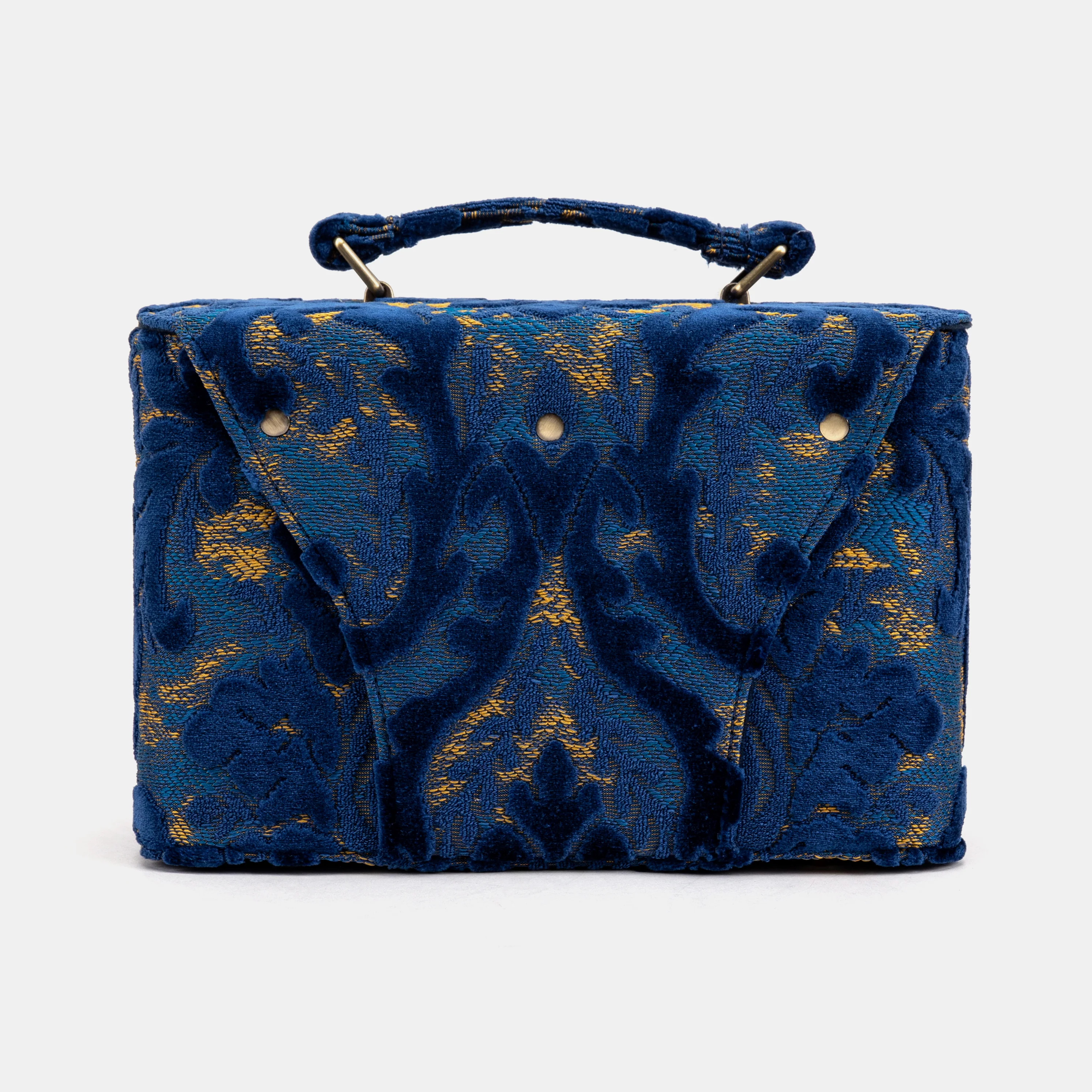 Burnout Velvet Navy Clara Medium Train Case Purse - Image 5