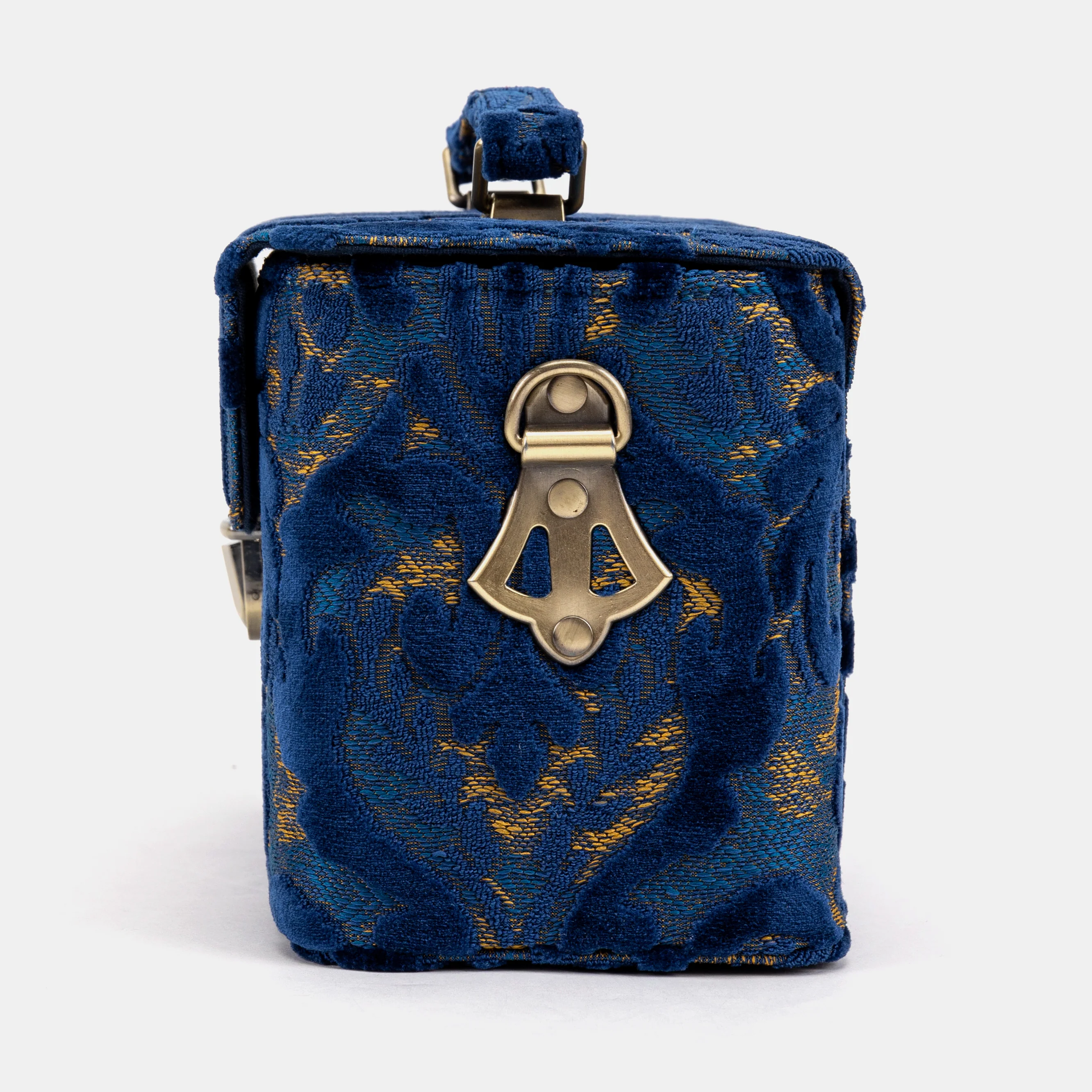 Burnout Velvet Navy Clara Medium Train Case Purse - Image 6