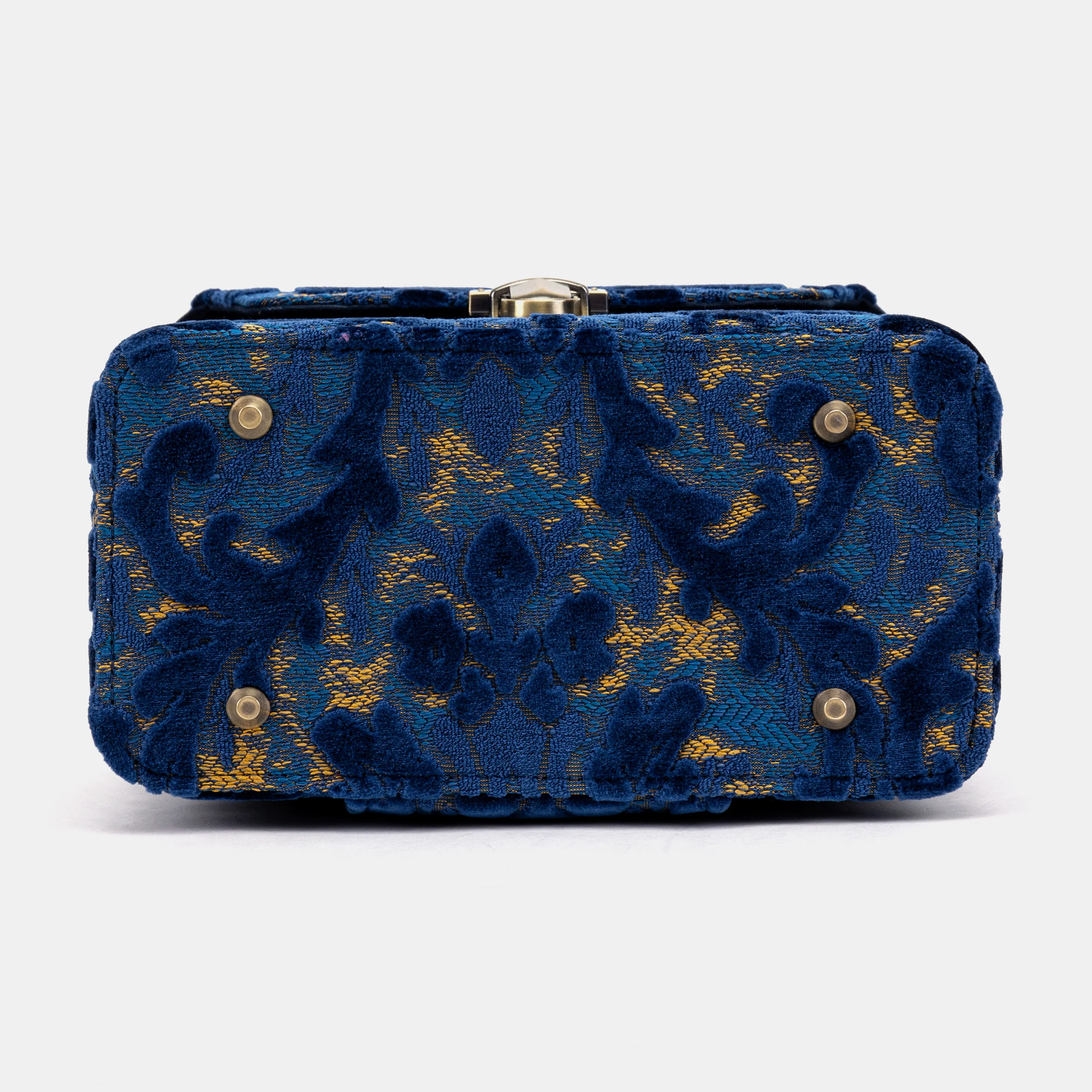 Burnout Velvet Navy Clara Medium Train Case Purse - Image 7