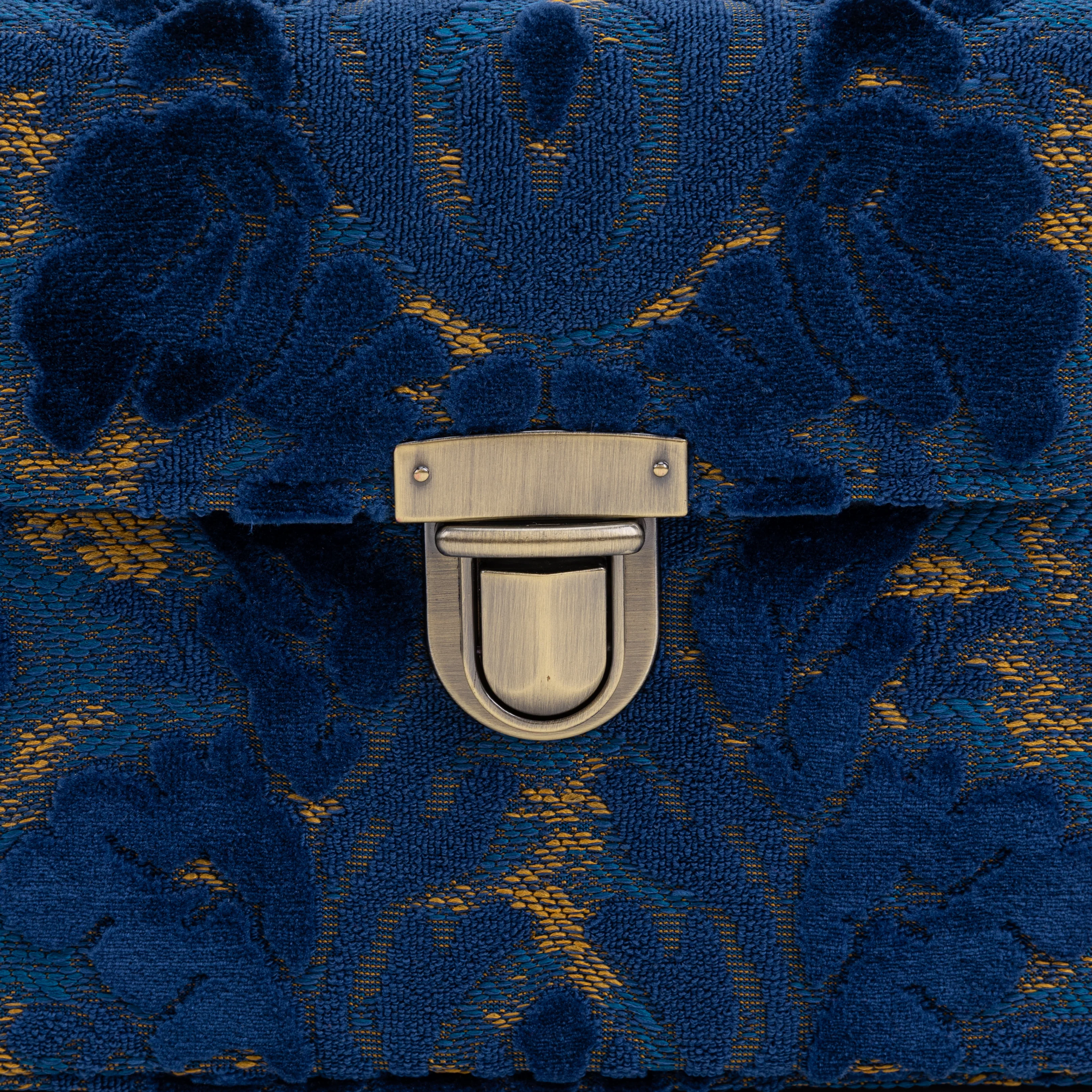 Burnout Velvet Navy Clara Medium Train Case Purse - Image 9