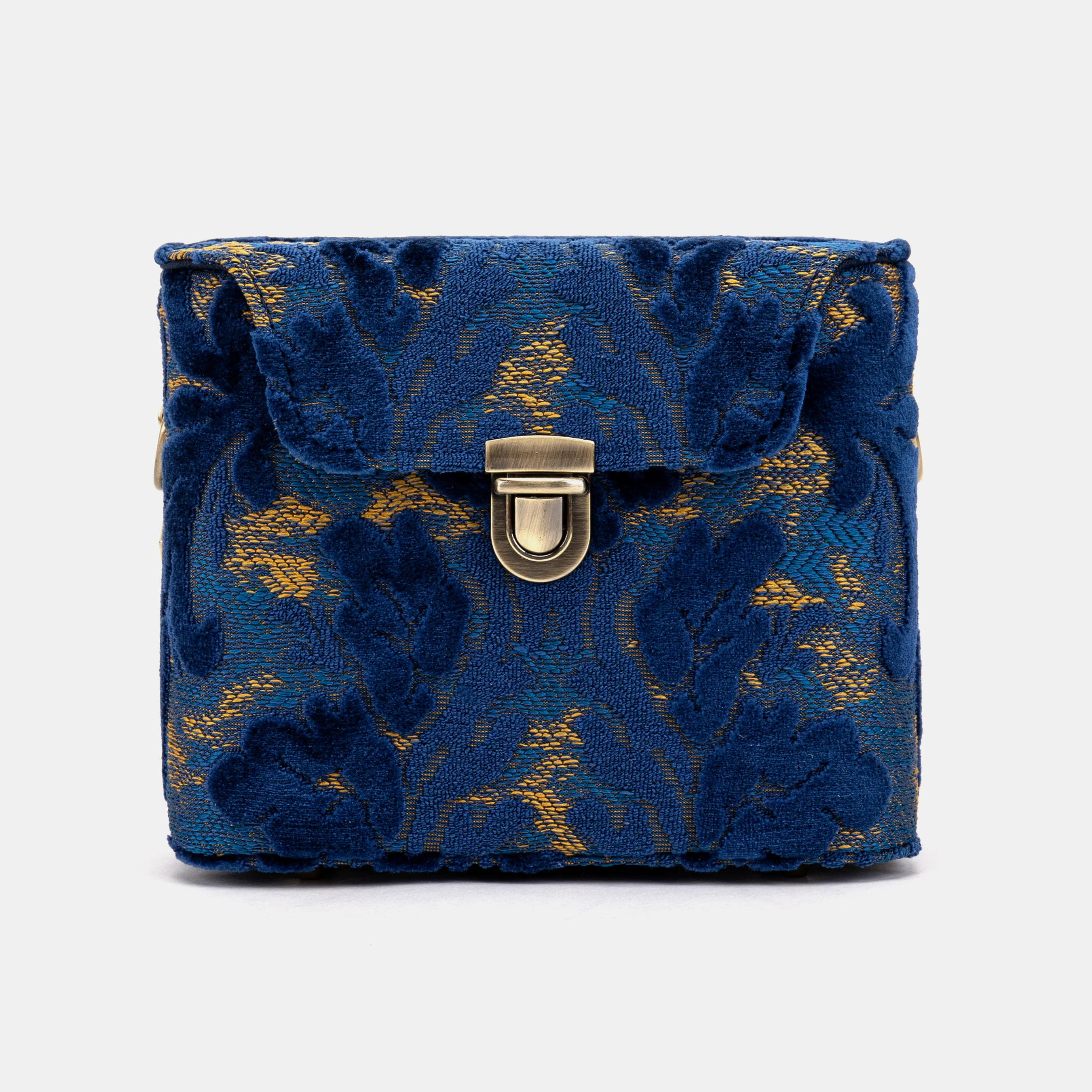 Burnout Velvet Navy Emma Small Train Case Crossbody - Image 3