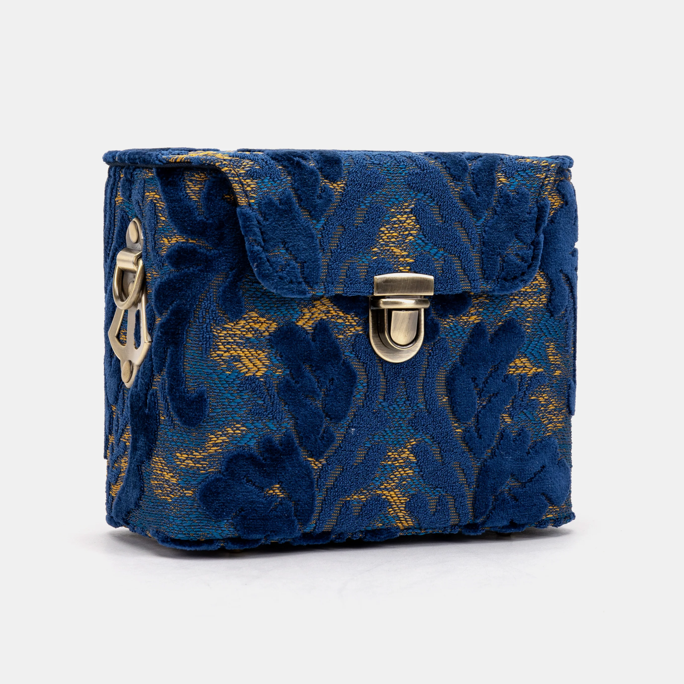 Burnout Velvet Navy Emma Small Train Case Crossbody - Image 4