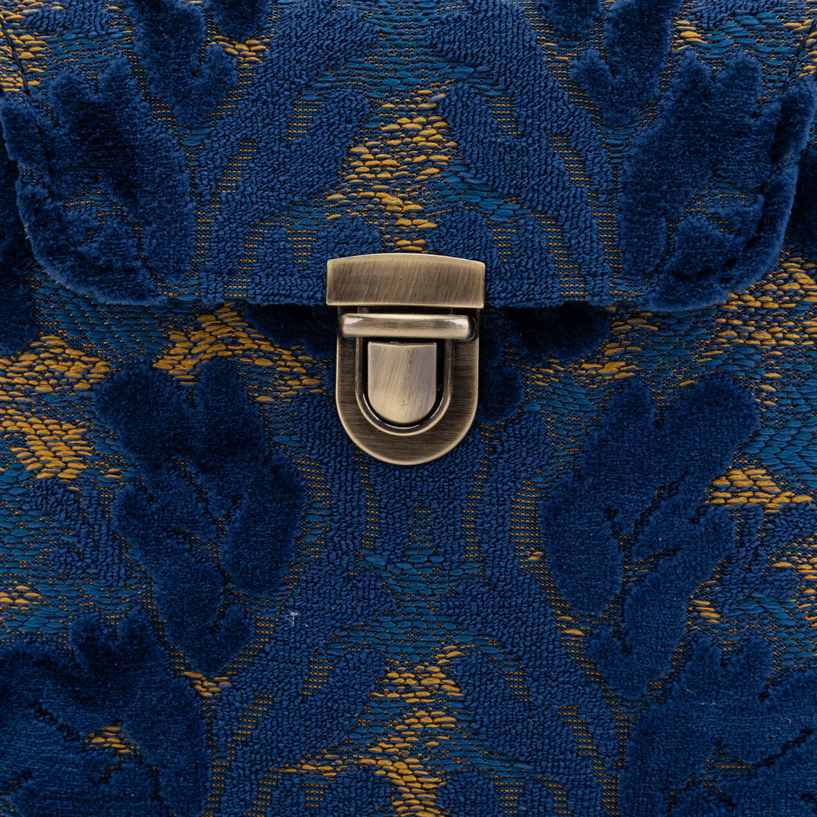 Burnout Velvet Navy Emma Small Train Case Crossbody - Image 5