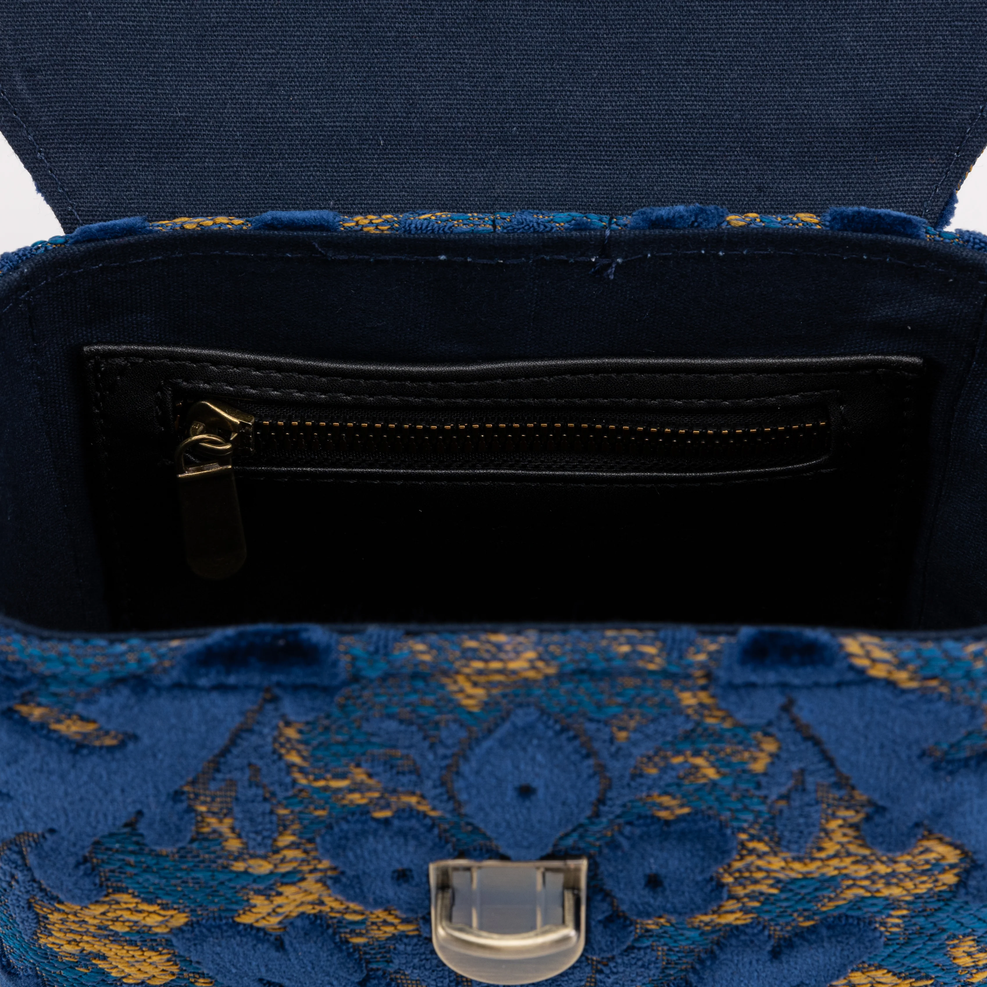 Burnout Velvet Navy Emma Small Train Case Crossbody - Image 9